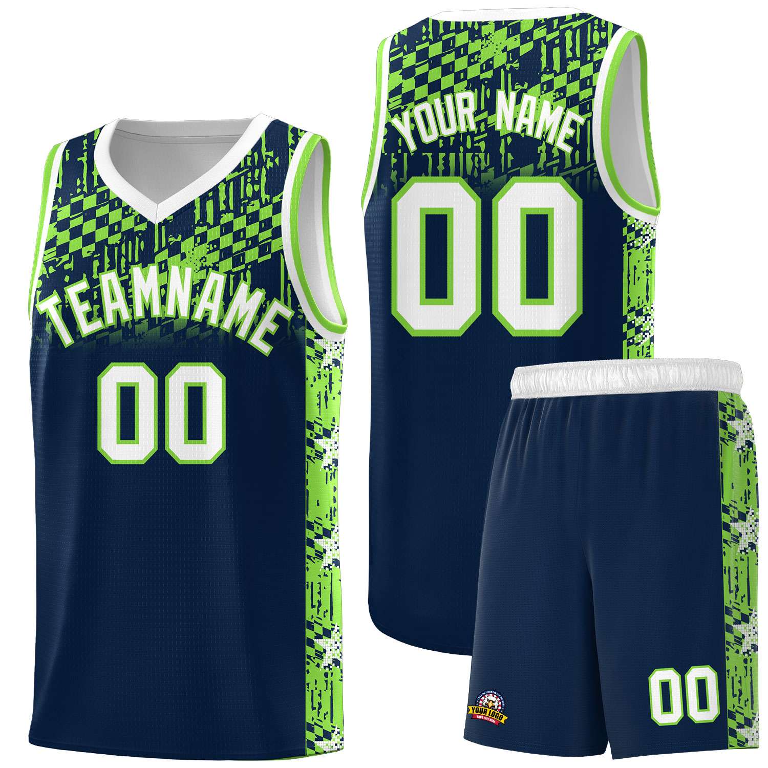 Custom Navy Mosaic Stars Pattern Sports Uniform Basketball Jersey