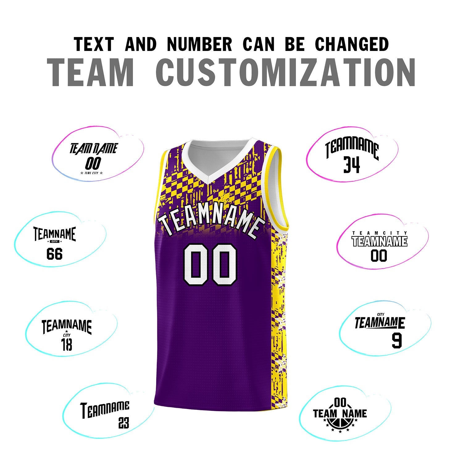 Custom Purple Mosaic Stars Pattern Sports Uniform Basketball Jersey