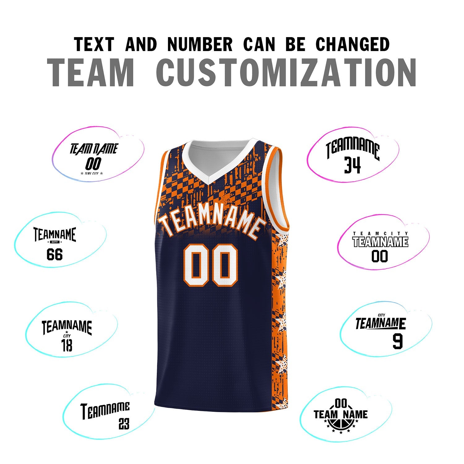 Custom Navy Mosaic Stars Pattern Sports Uniform Basketball Jersey