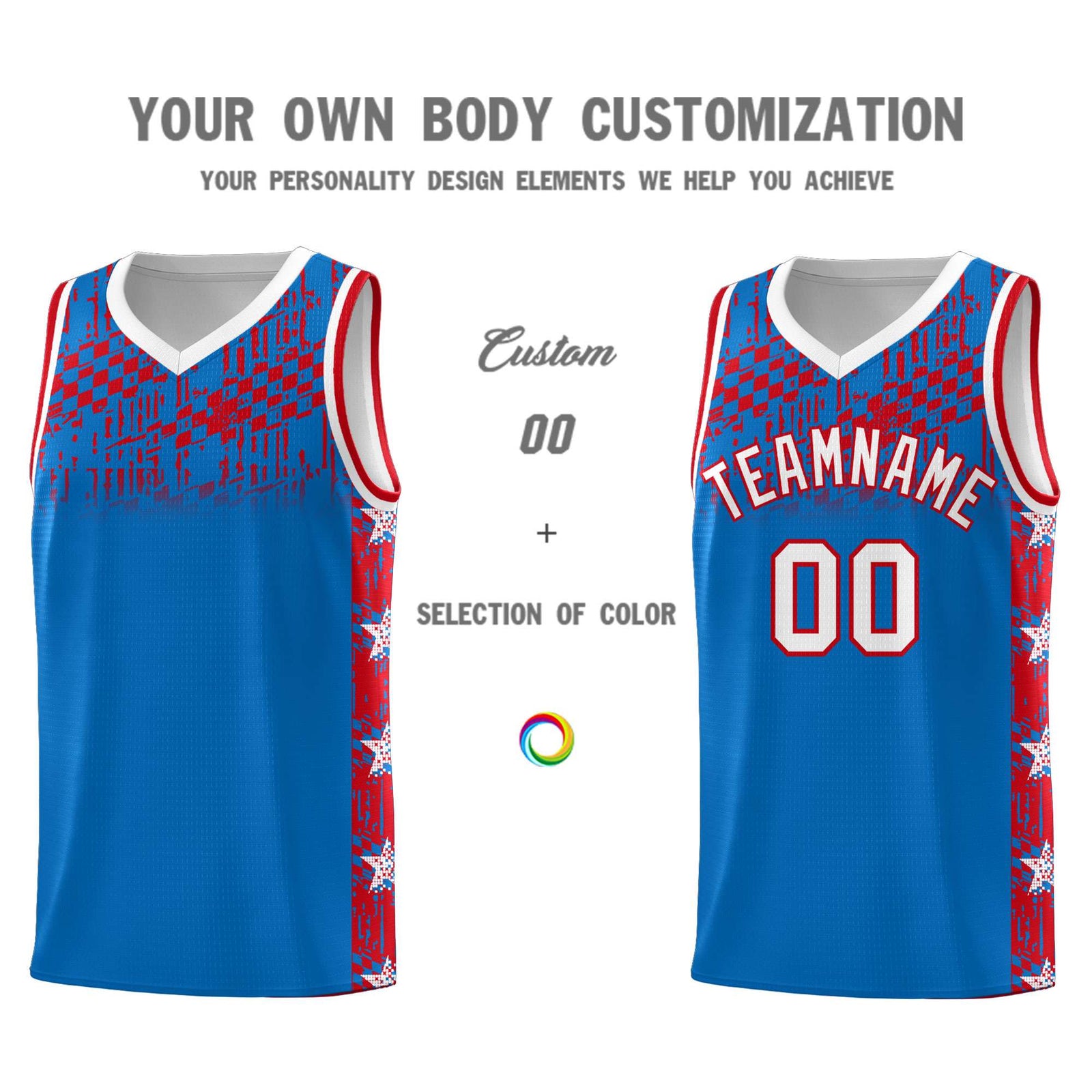Custom Royal Mosaic Stars Pattern Sports Uniform Basketball Jersey