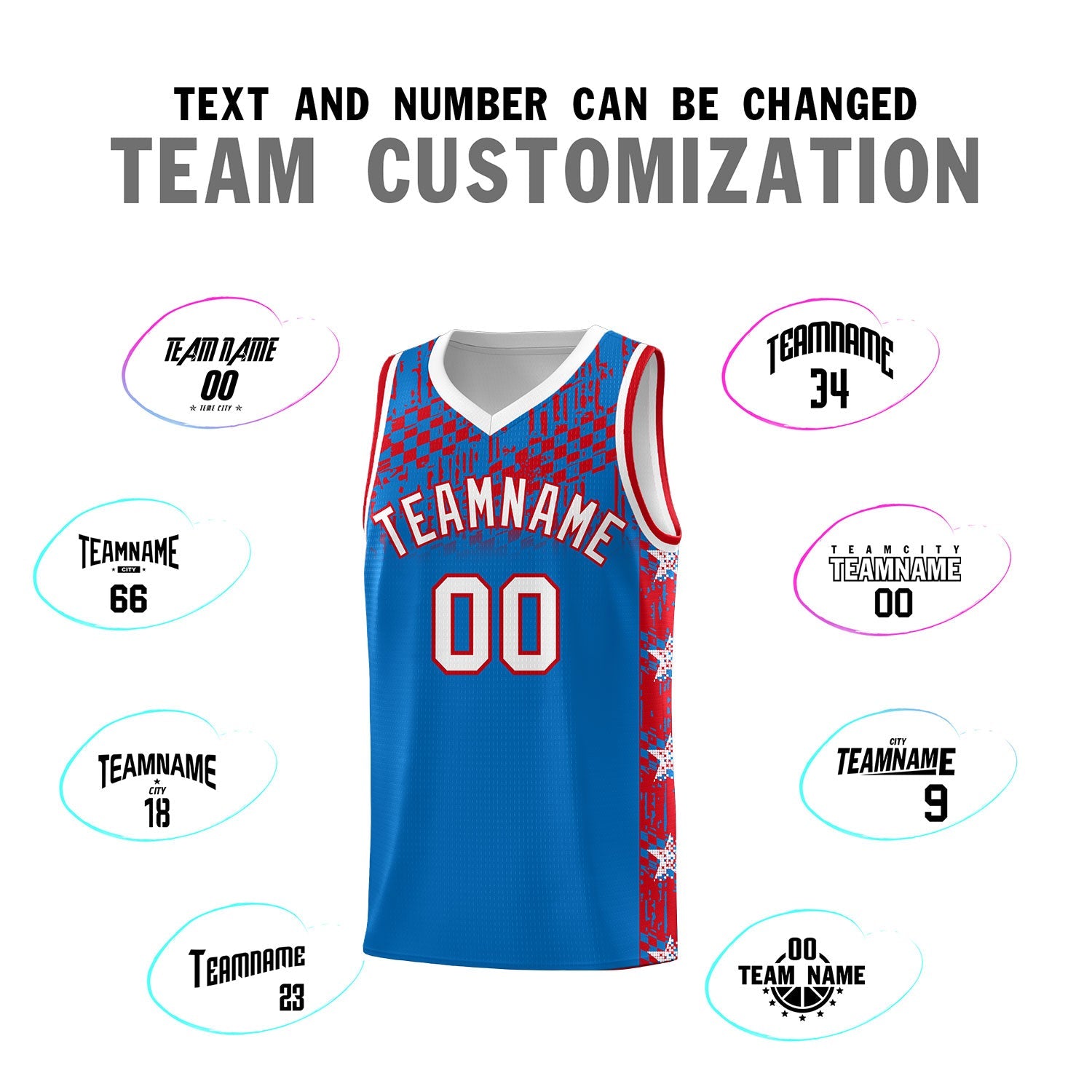 Custom Royal Mosaic Stars Pattern Sports Uniform Basketball Jersey