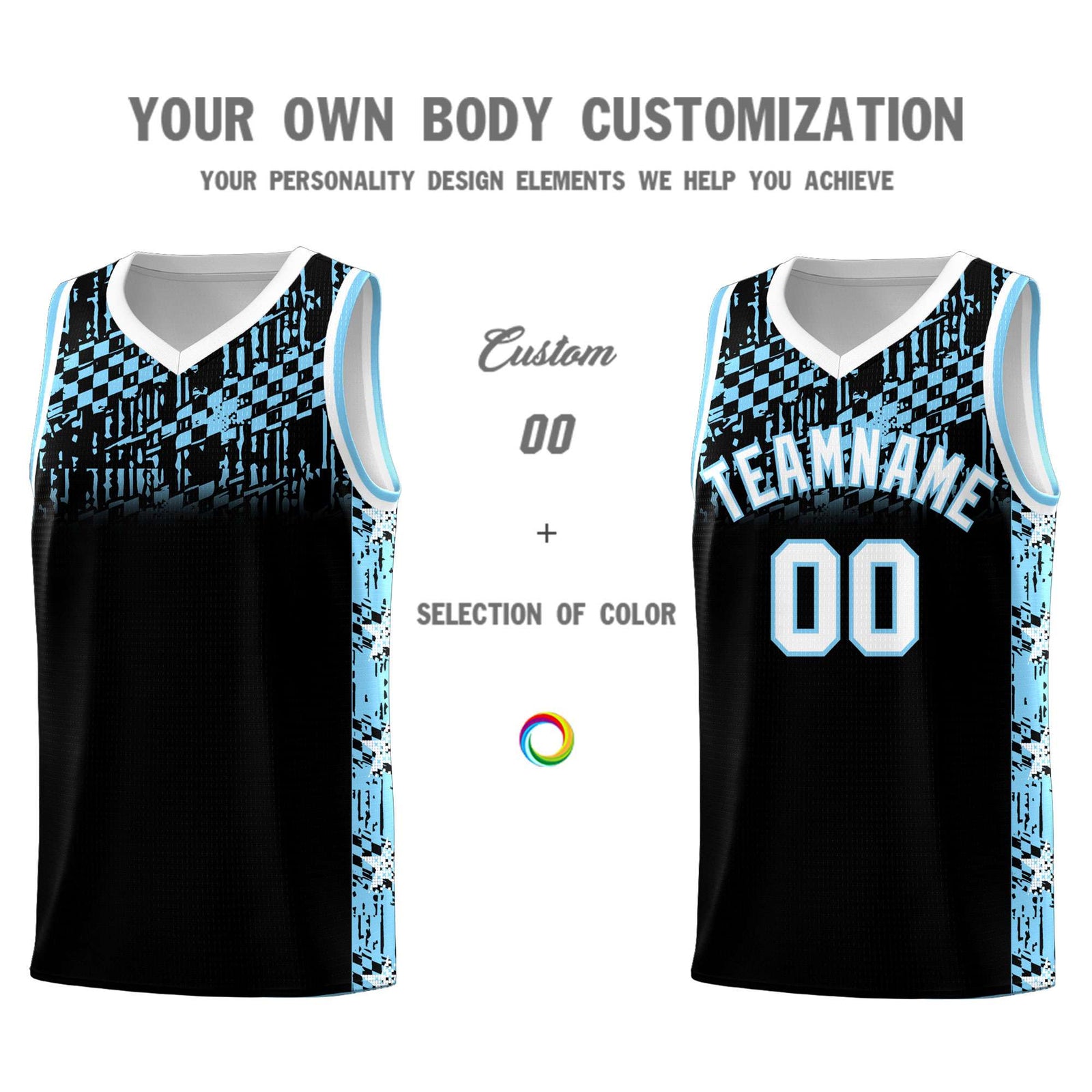 Custom Black Mosaic Stars Pattern Sports Uniform Basketball Jersey