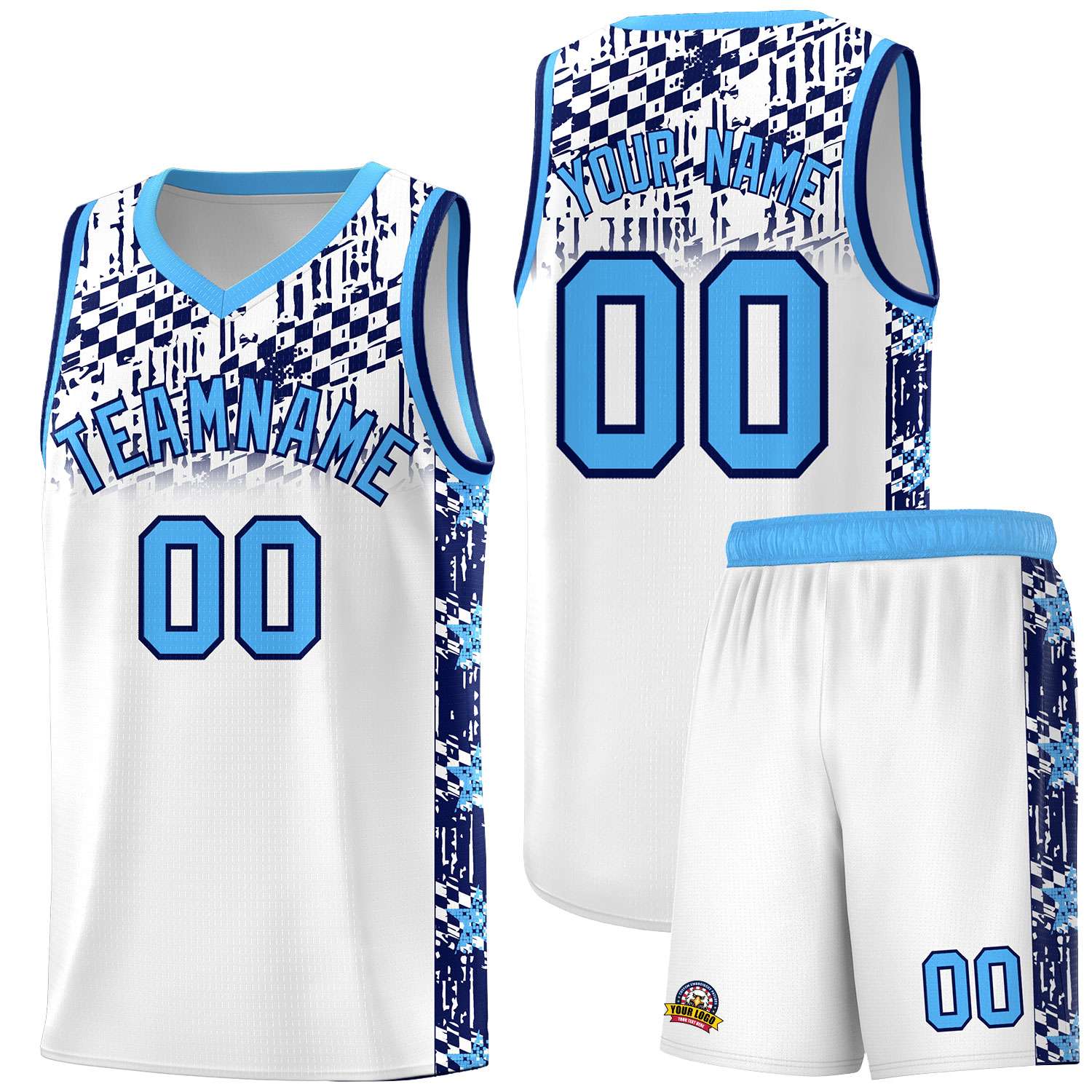 Custom White Mosaic Stars Pattern Sports Uniform Basketball Jersey