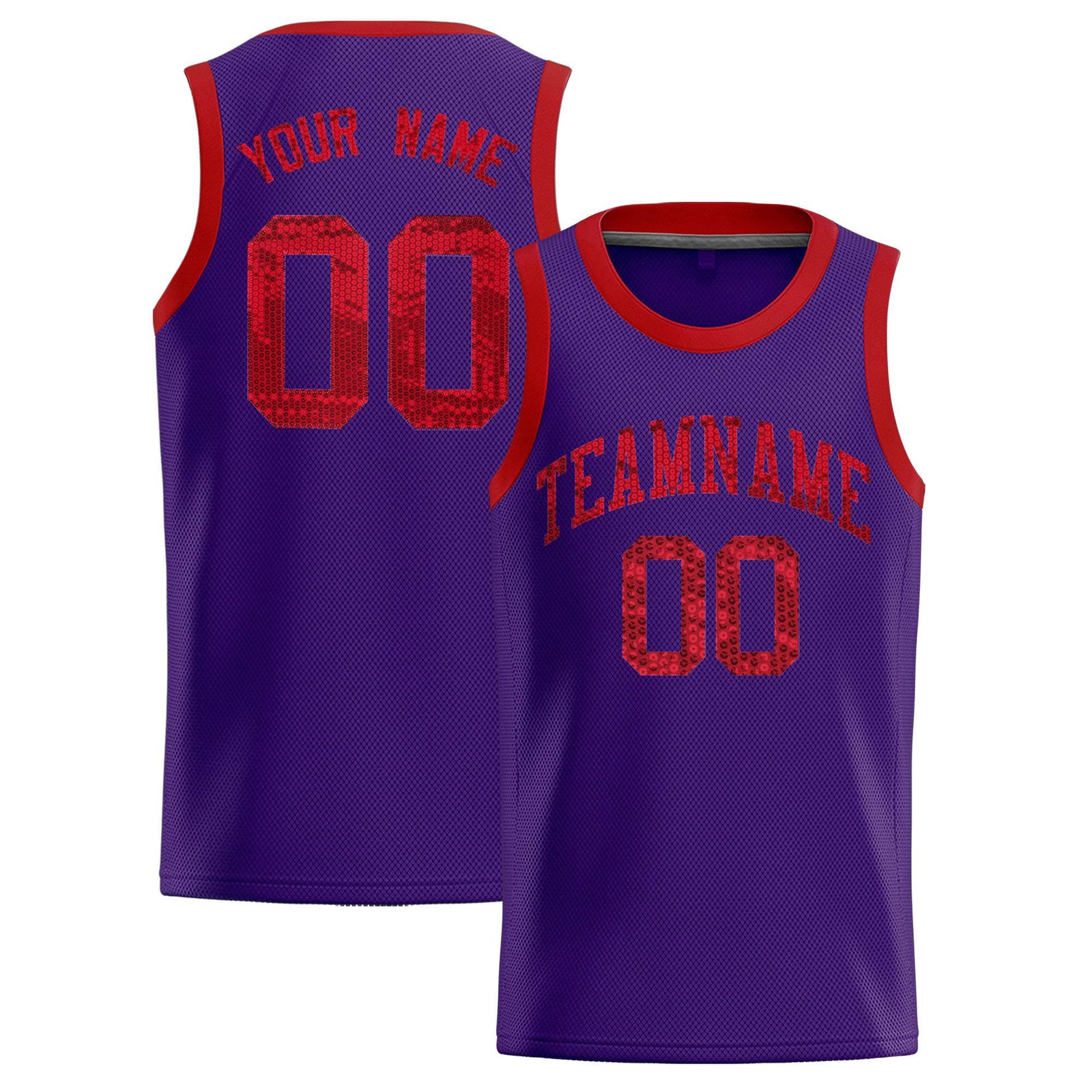 Custom Purple Sequined Tops Athletic Basketball Jersey