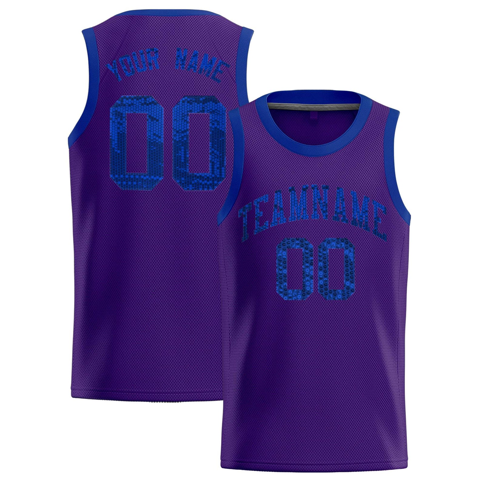 Custom Purple Sequined Tops Athletic Basketball Jersey