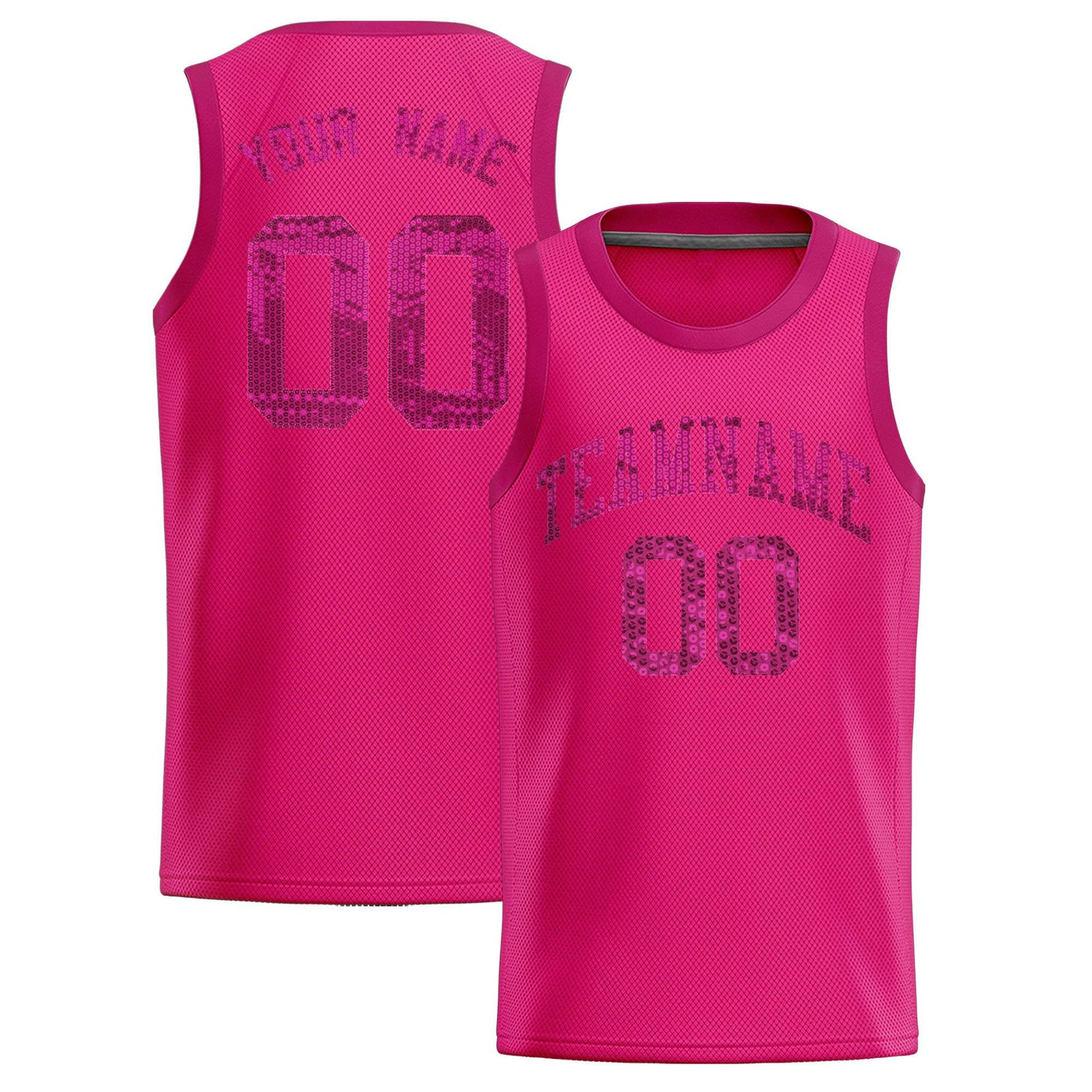 Custom Pink Sequined Tops Athletic Basketball Jersey