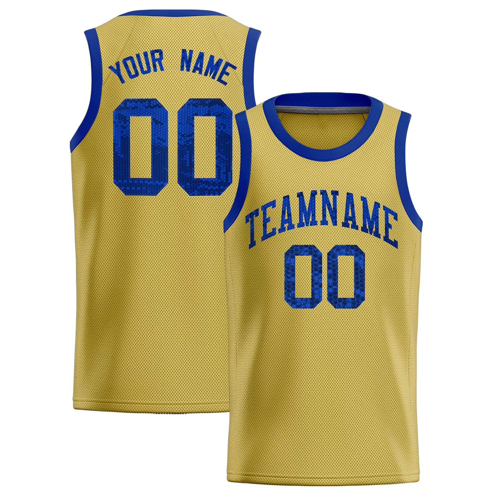 Custom Old Gold Sequined Tops Athletic Basketball Jersey