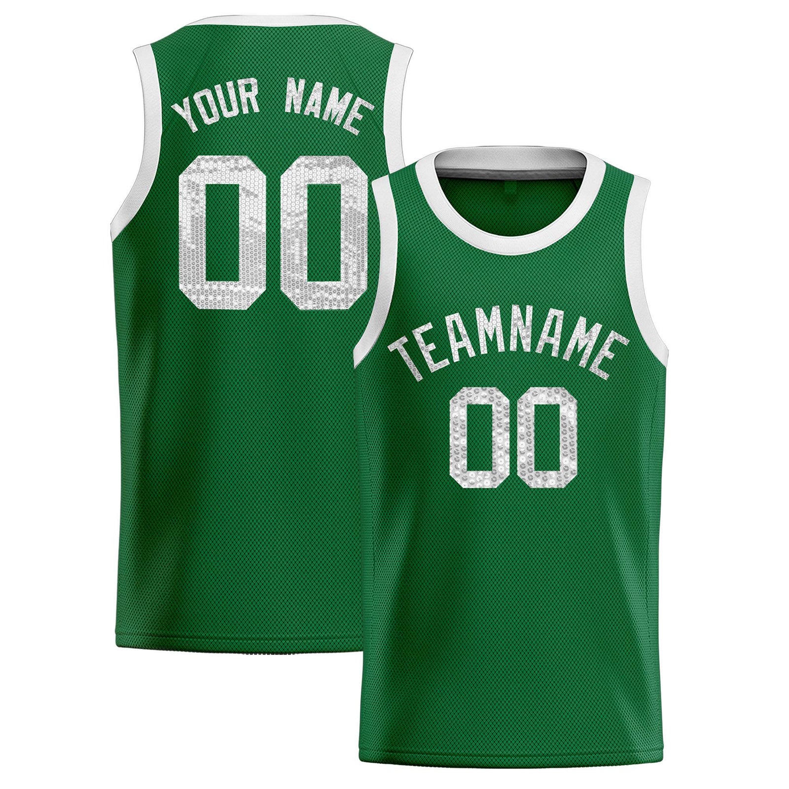 Custom Kelly Green Sequined Tops Athletic Basketball Jersey