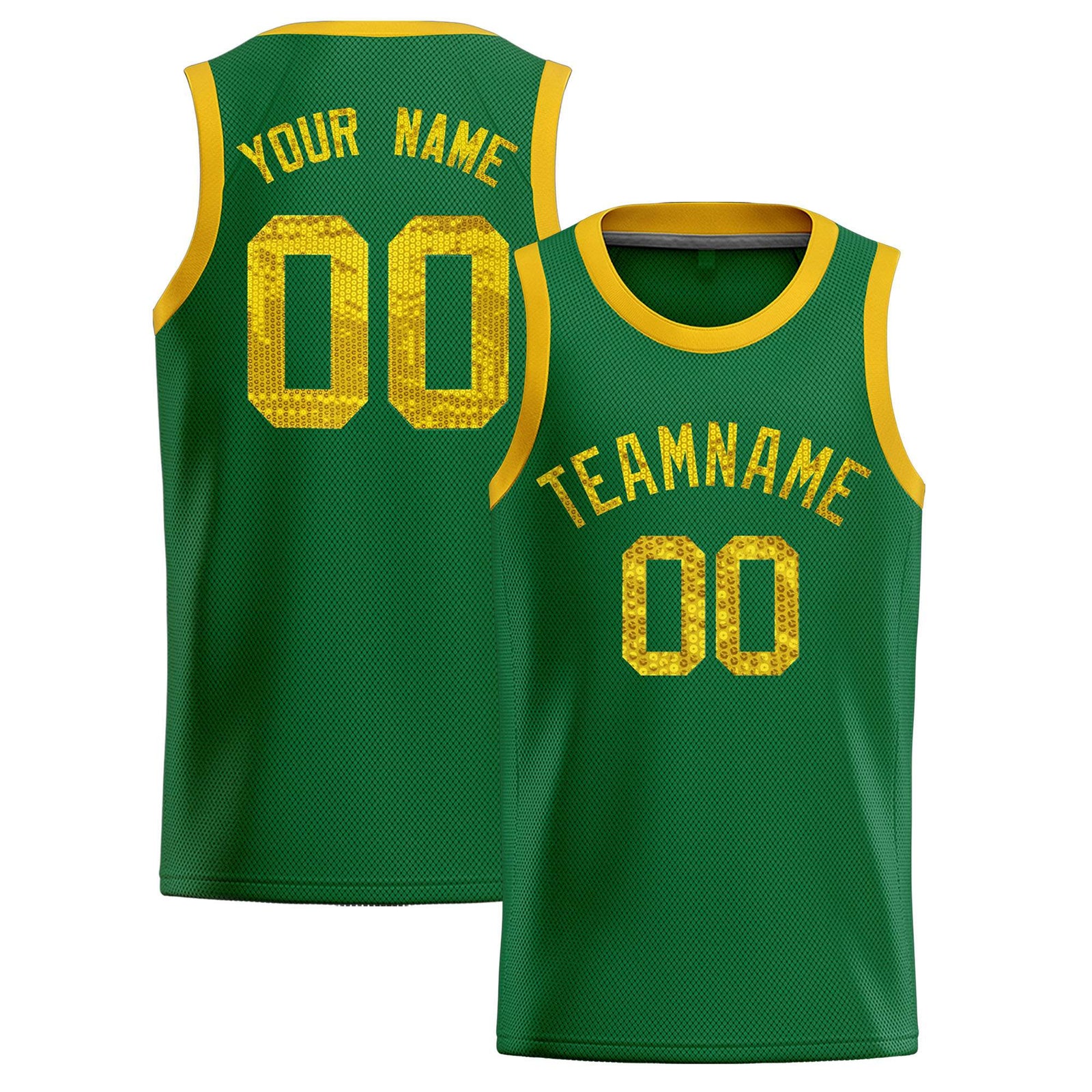 Custom Kelly Green Sequined Tops Athletic Basketball Jersey