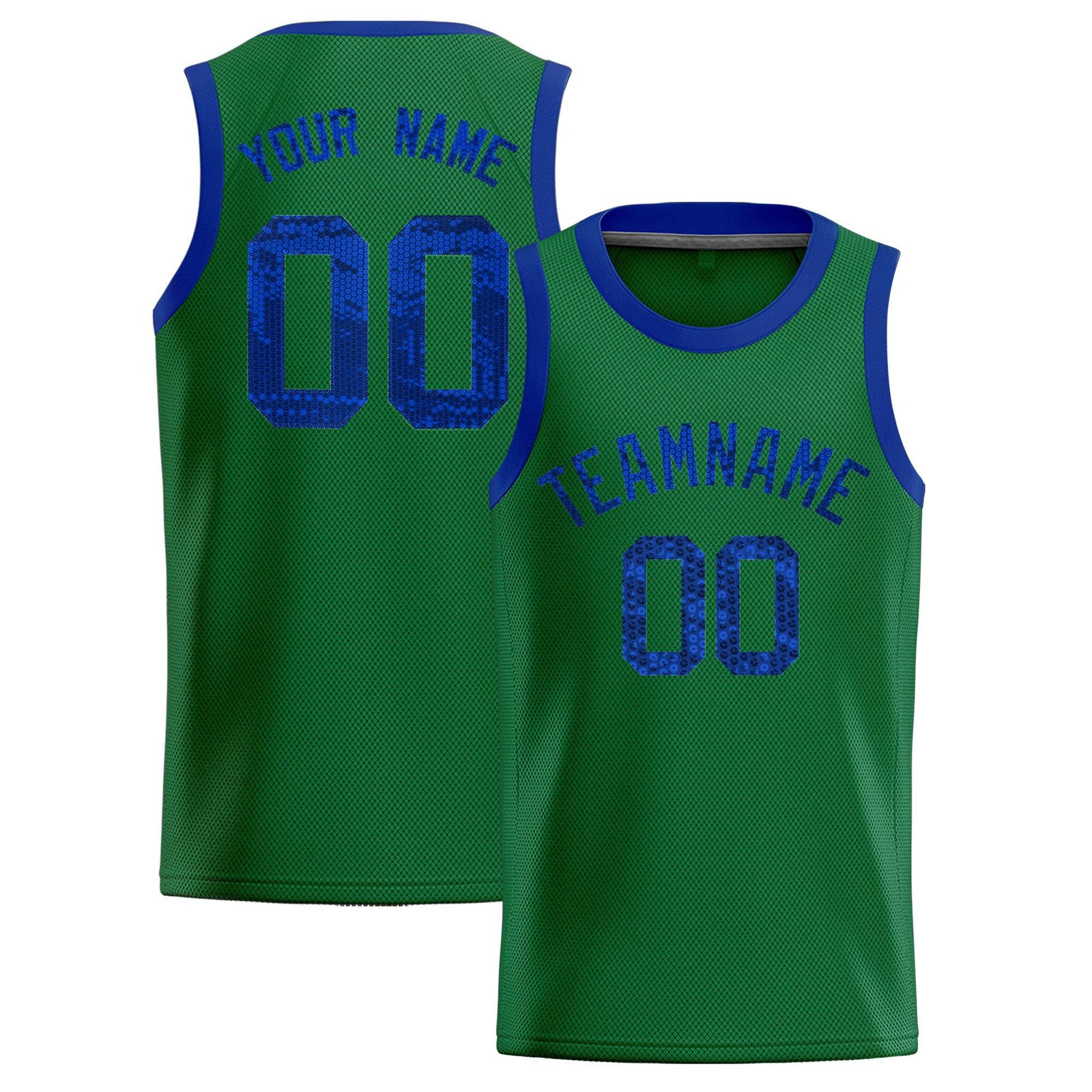 Custom Kelly Green Sequined Tops Athletic Basketball Jersey