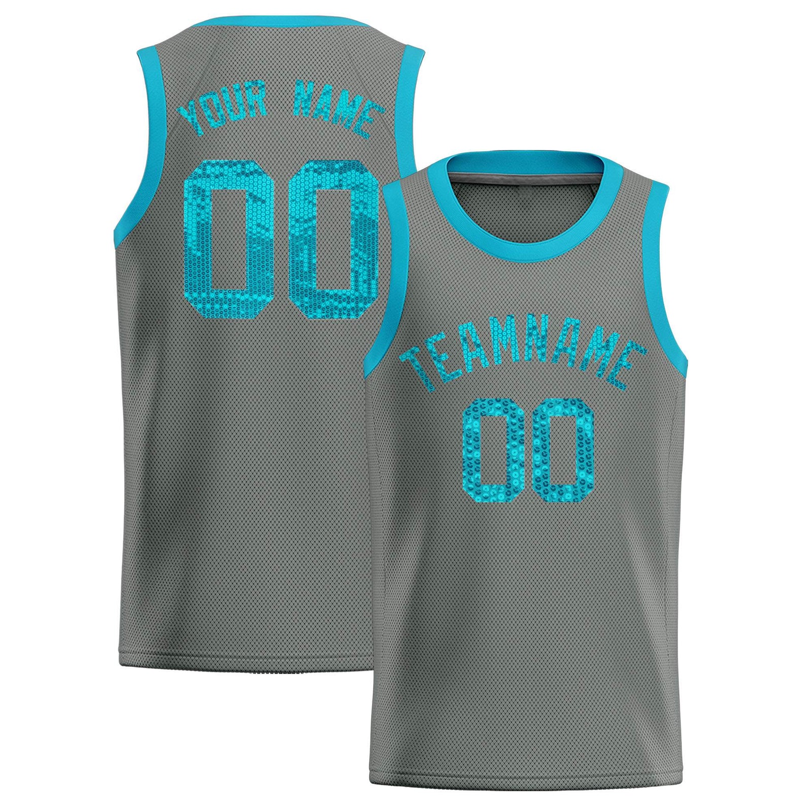 Custom Gray Sequined Tops Athletic Basketball Jersey