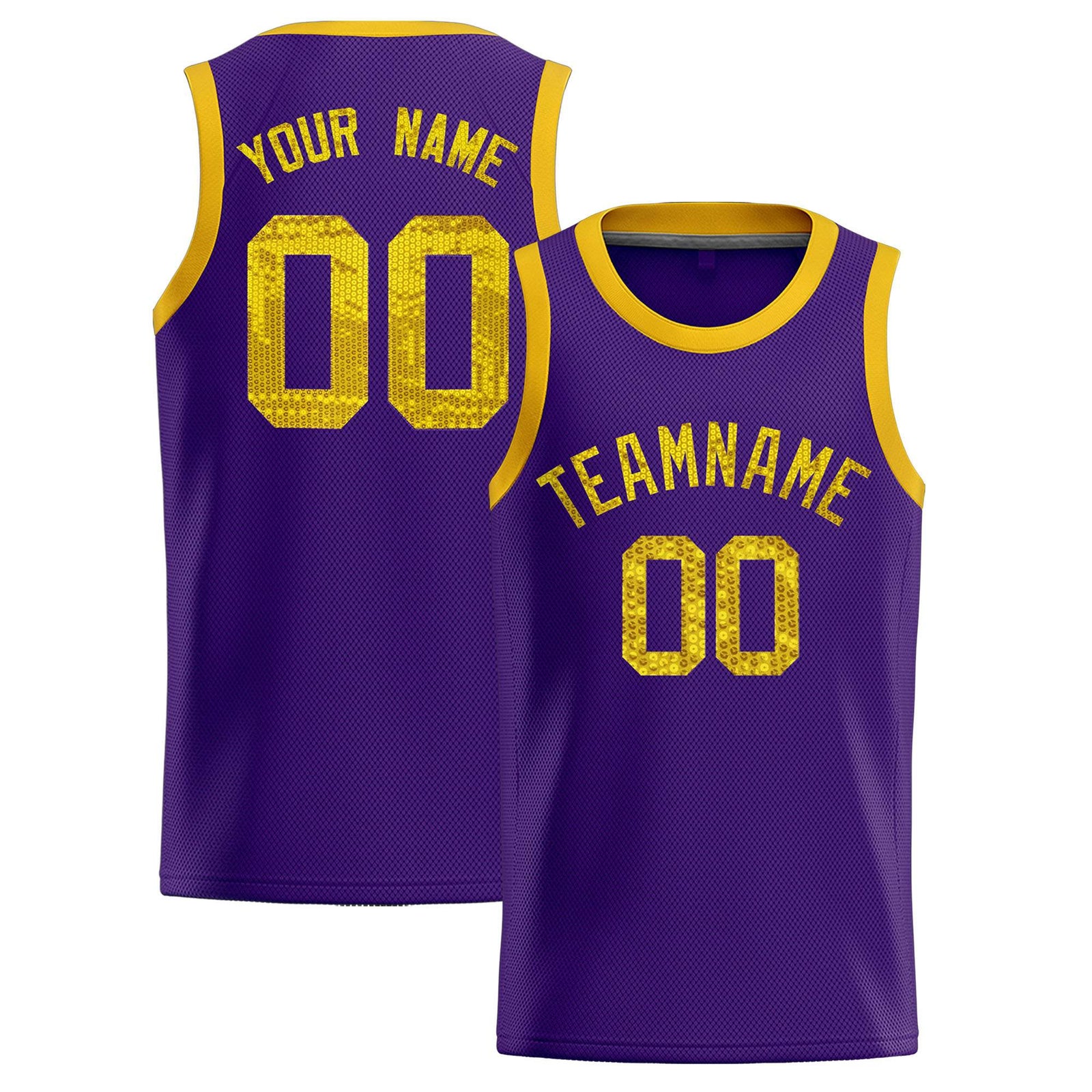 Custom Purple Sequined Tops Athletic Basketball Jersey