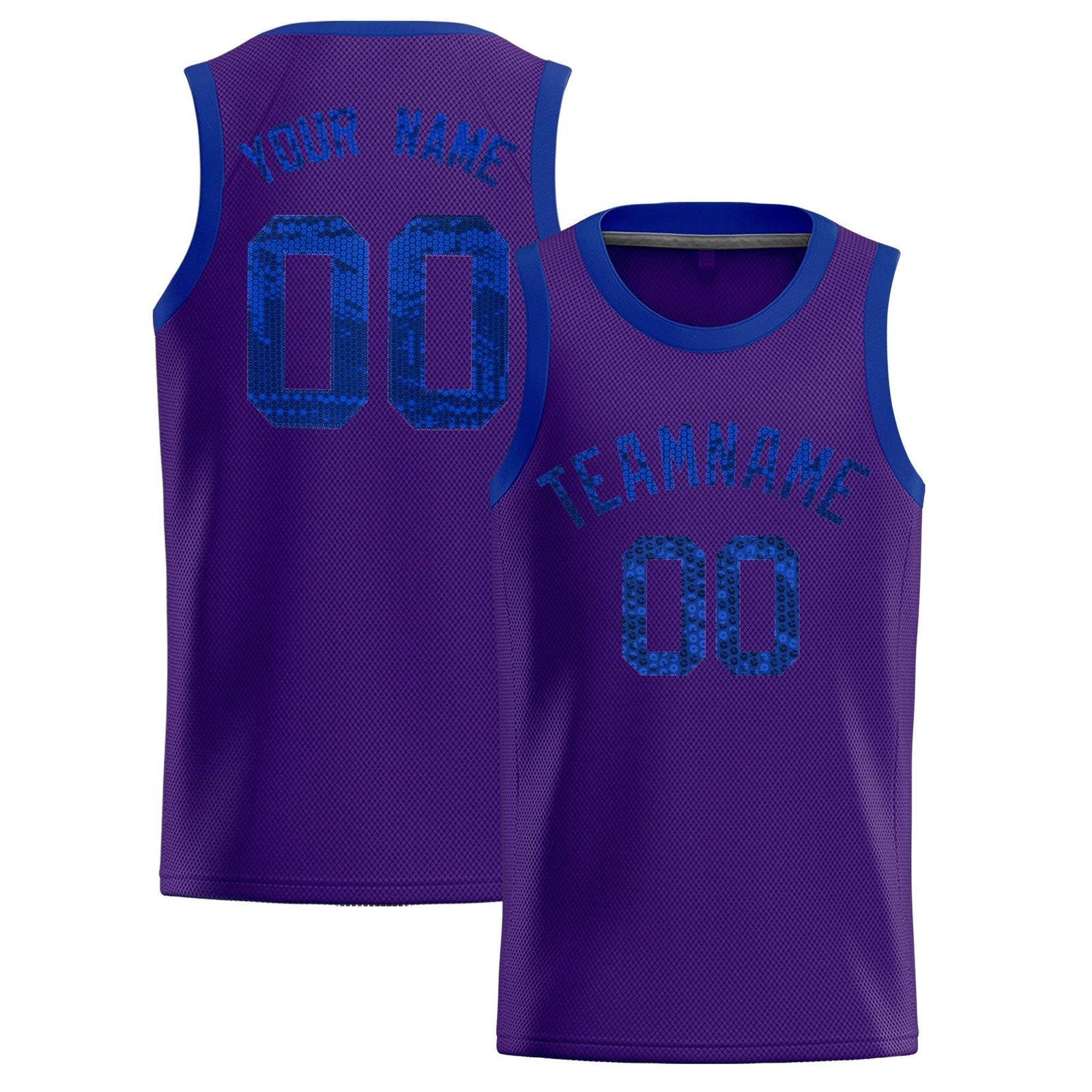 Custom Purple Sequined Tops Athletic Basketball Jersey
