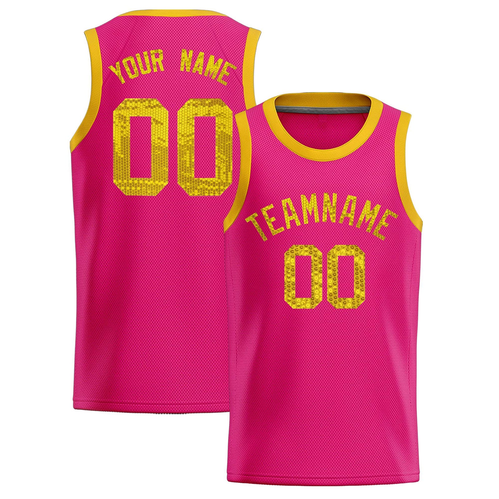 Custom Pink Sequined Tops Athletic Basketball Jersey