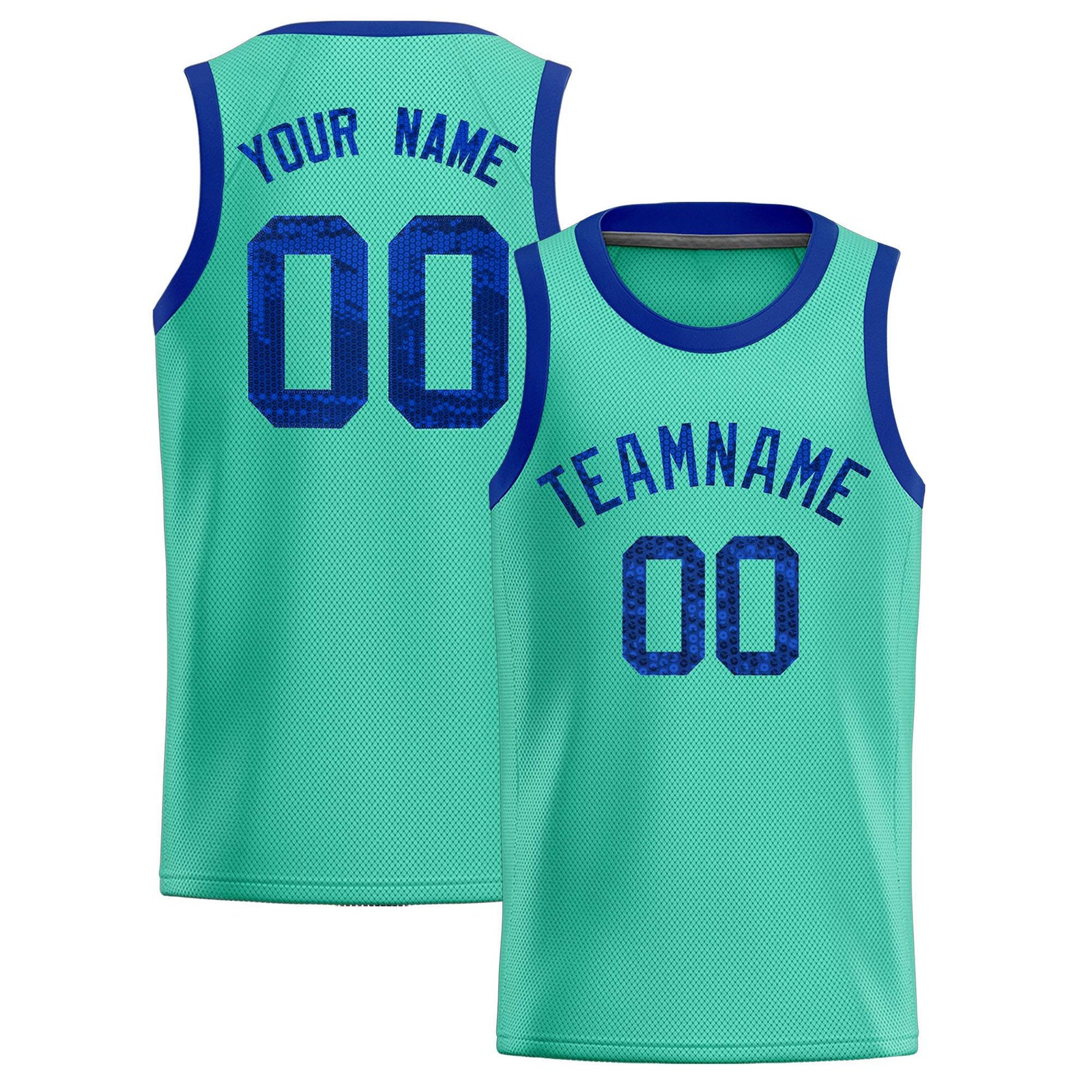 Custom Bright Green Sequined Tops Athletic Basketball Jersey