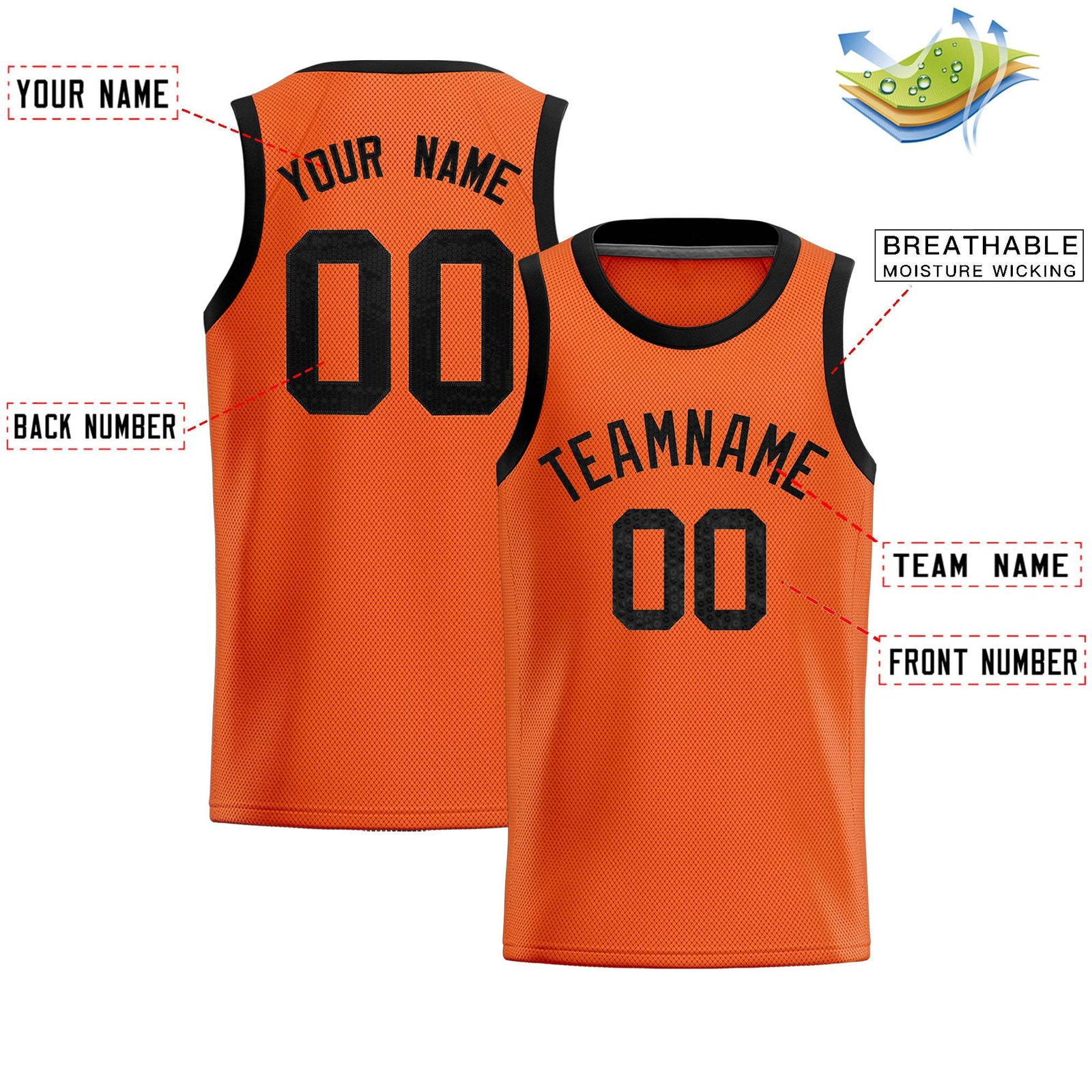 Custom Orange Sequined Tops Athletic Basketball Jersey