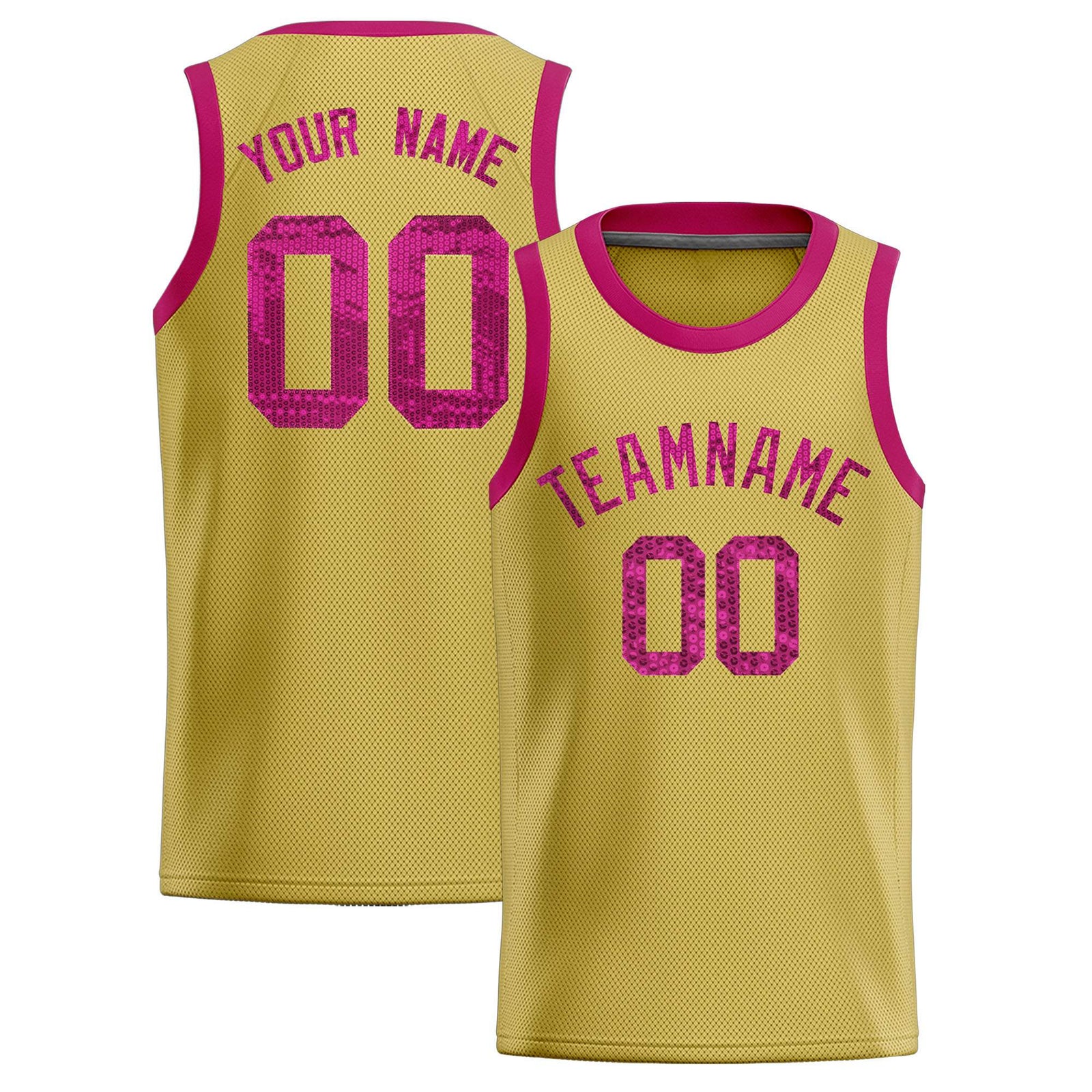 Custom Old Gold Sequined Tops Athletic Basketball Jersey