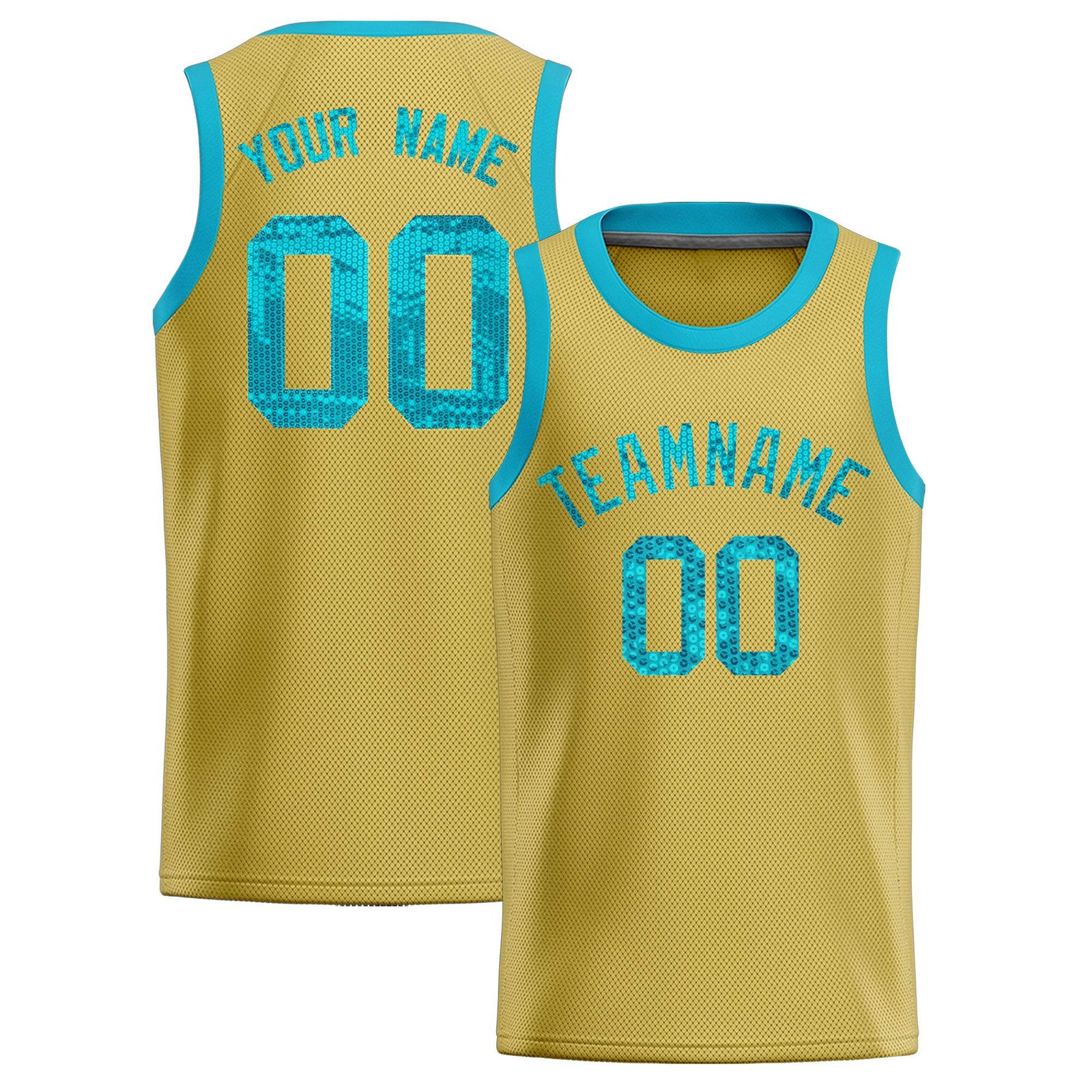 Custom Old Gold Sequined Tops Athletic Basketball Jersey