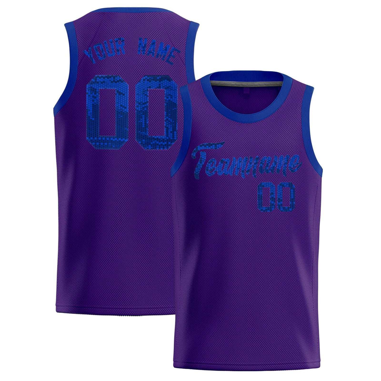 Custom Purple Sequined Tops Athletic Basketball Jersey