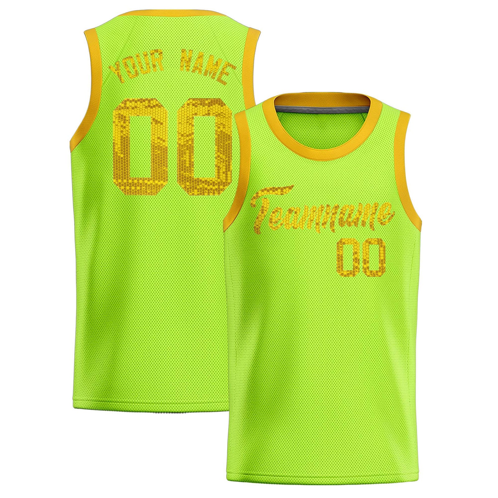 Custom Kelly Green Sequined Tops Athletic Basketball Jersey