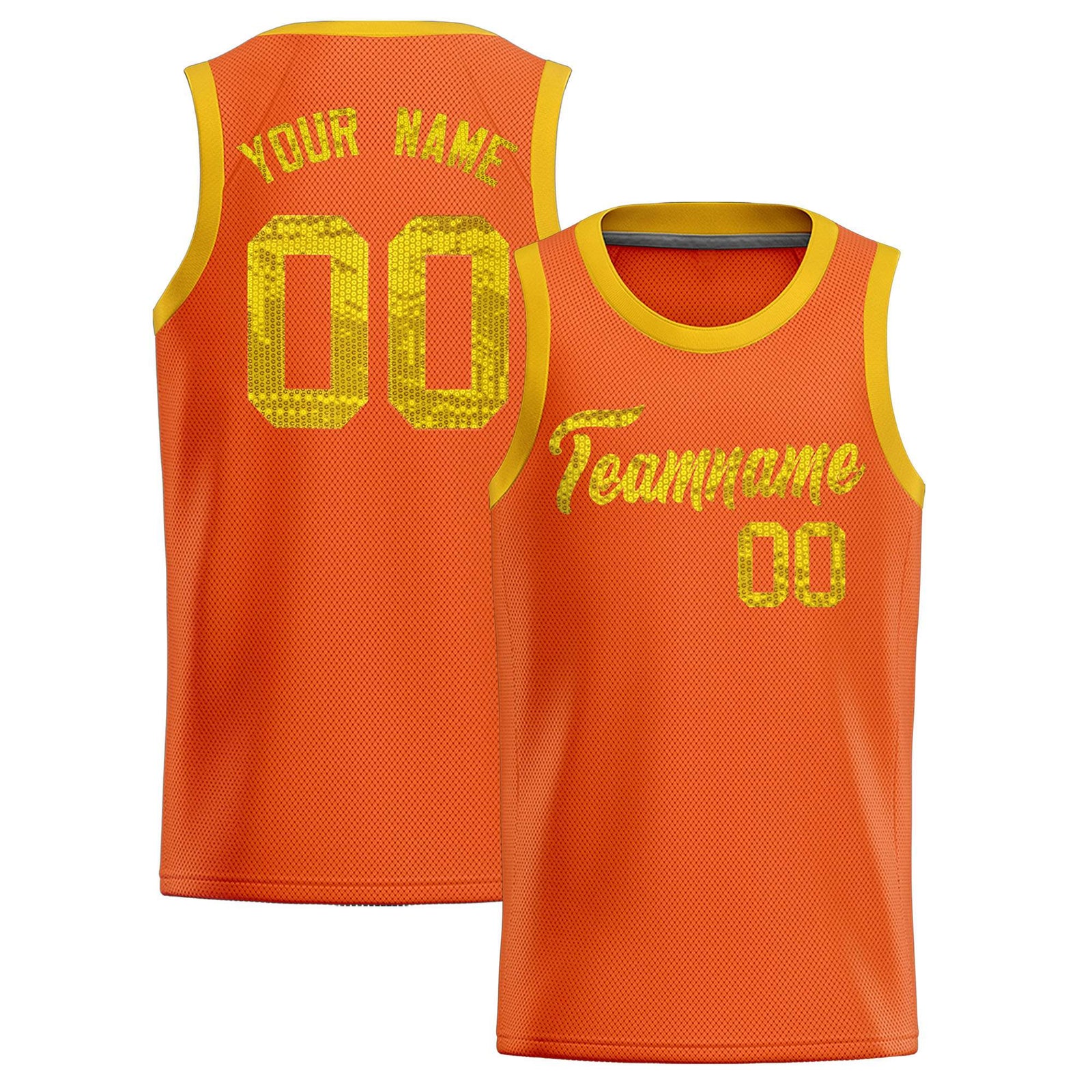 Custom Orange Sequined Tops Athletic Basketball Jersey
