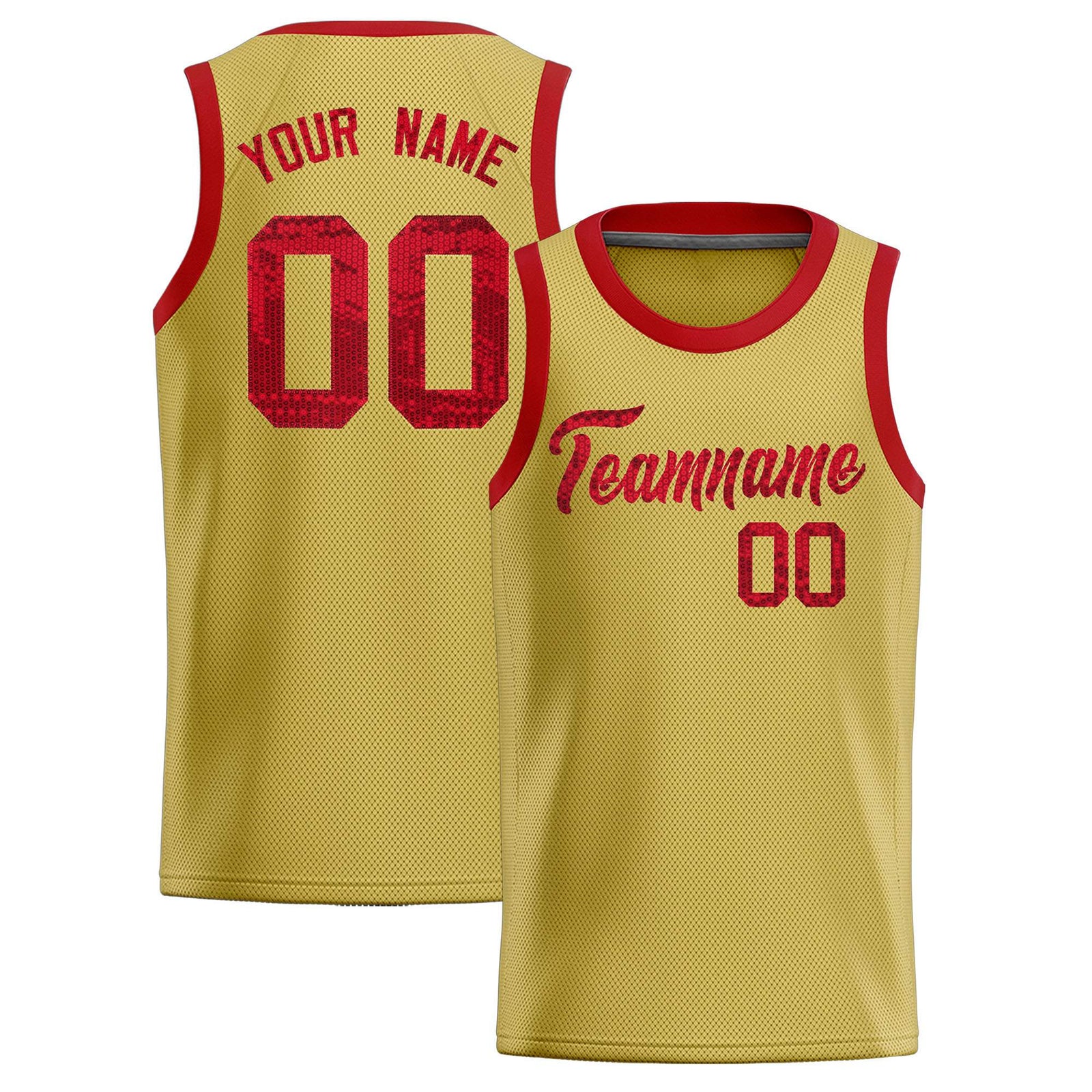 Custom Old Gold Sequined Tops Athletic Basketball Jersey