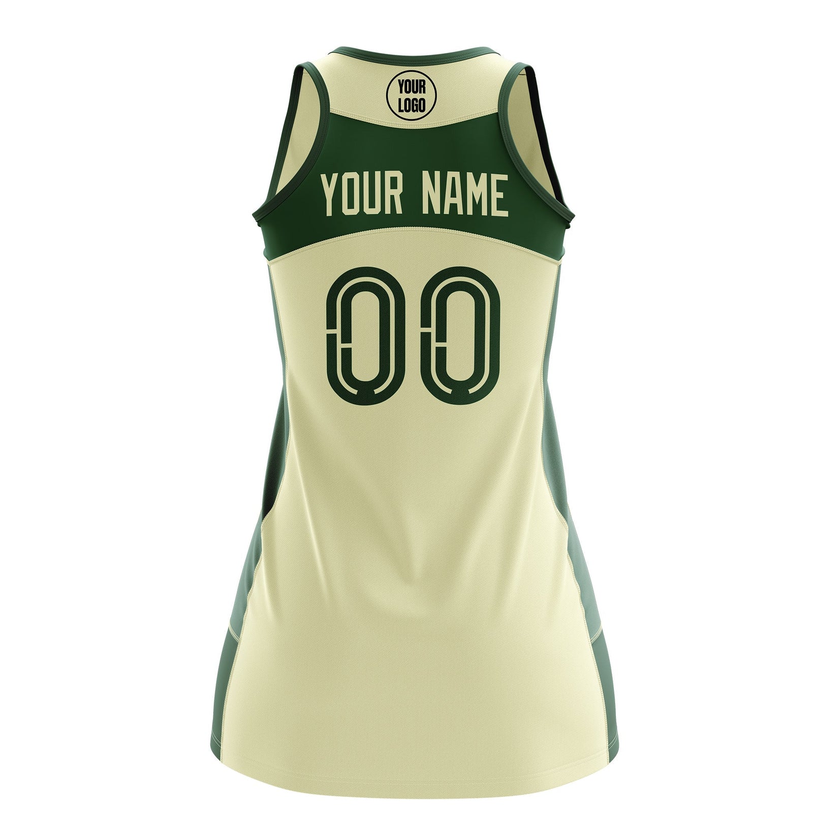 Custom Netball Dress | Cream Green Classic Style Two-Tone Breathable Performance Sportswear
