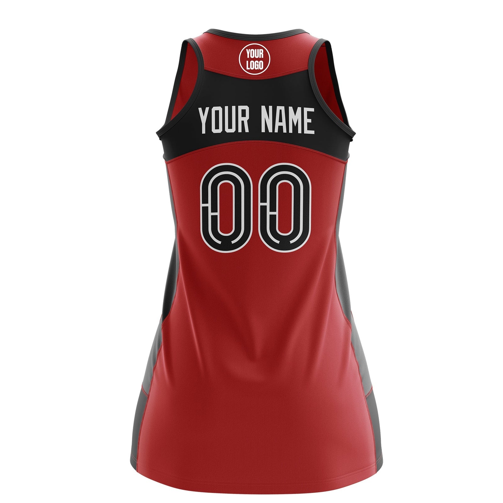 Custom Netball Dress | Red Black Classic Style Two-Tone Match Day Uniform