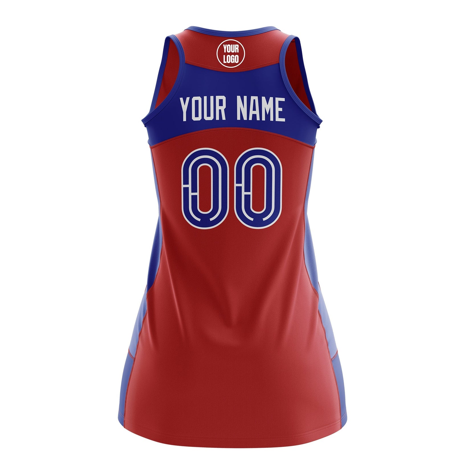 Custom Netball Dress | Red Royal Blue Classic Style Two-Tone Match Day Uniform