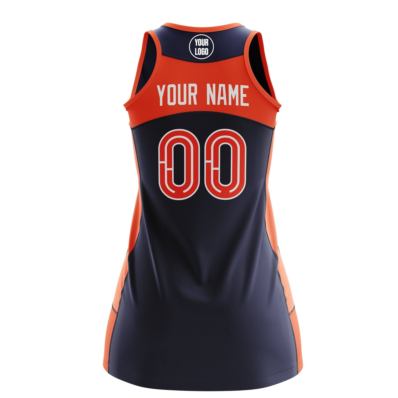 Custom Netball Dress | Navy Orange Classic Style Two-Tone Professional Team Uniforms