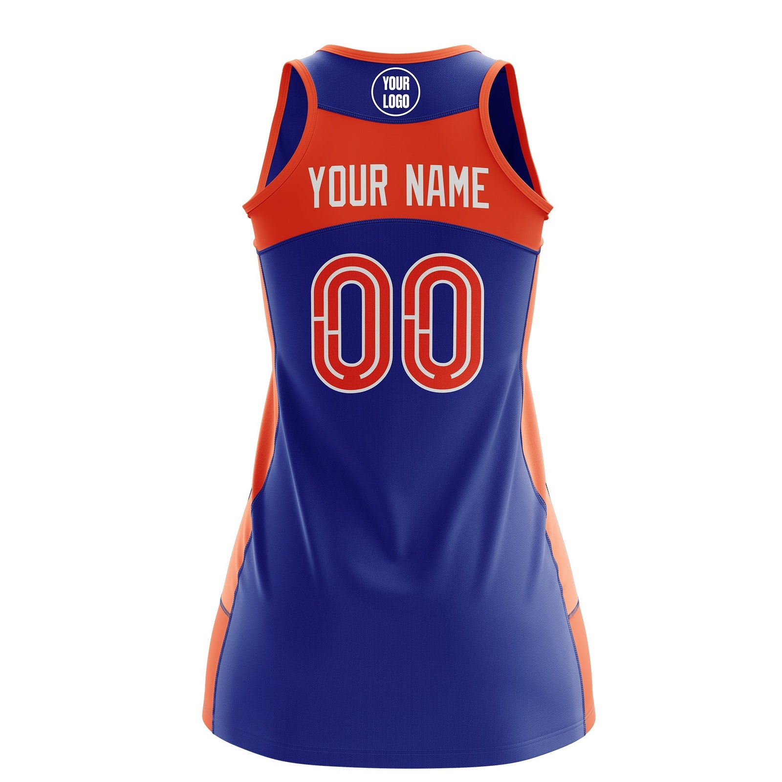 Custom Netball Dress | Royal Blue Orange Classic Style Two-Tone Match Day Uniform