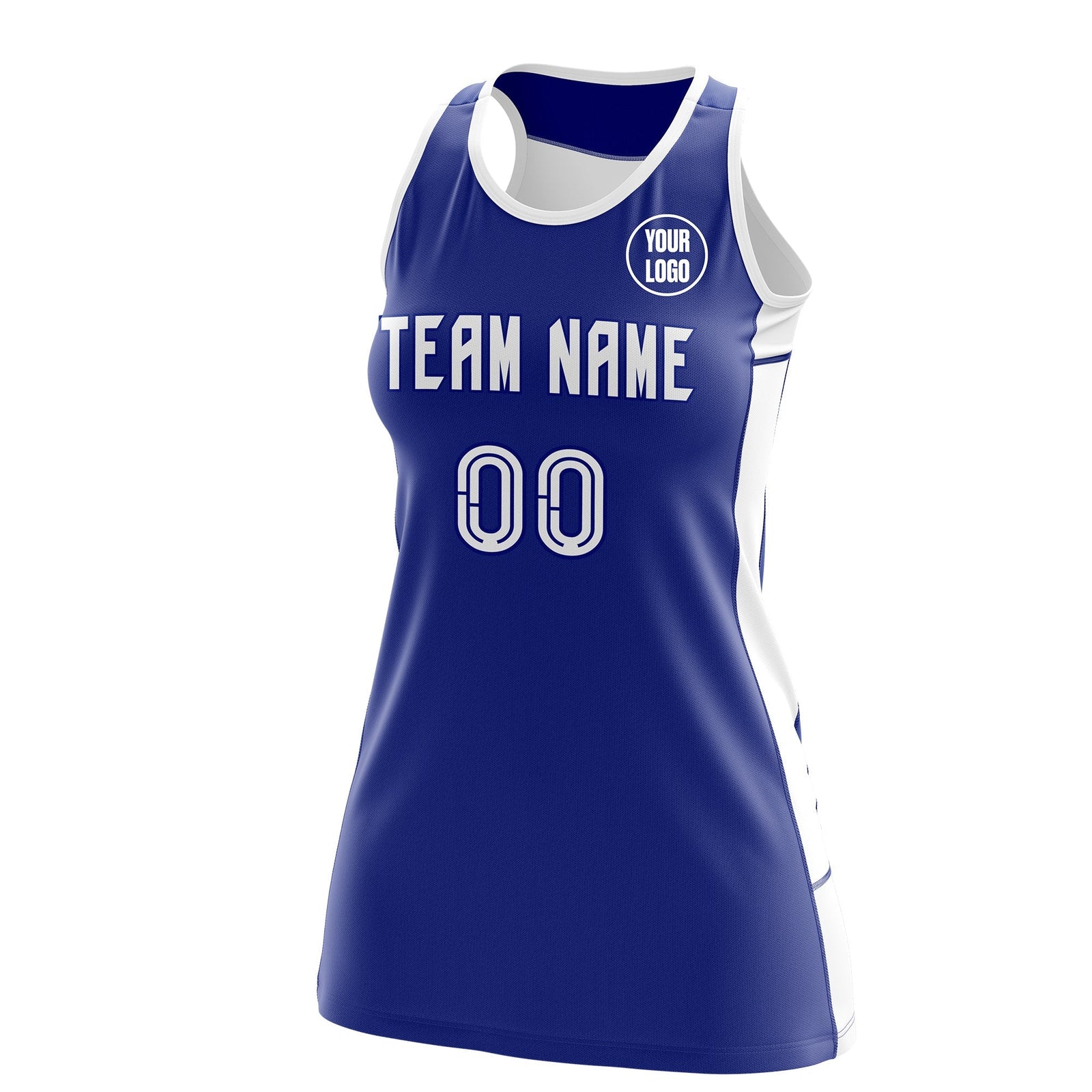 Custom Netball Dress | Royal Blue White Classic Style Two-Tone Breathable Performance Sportswear