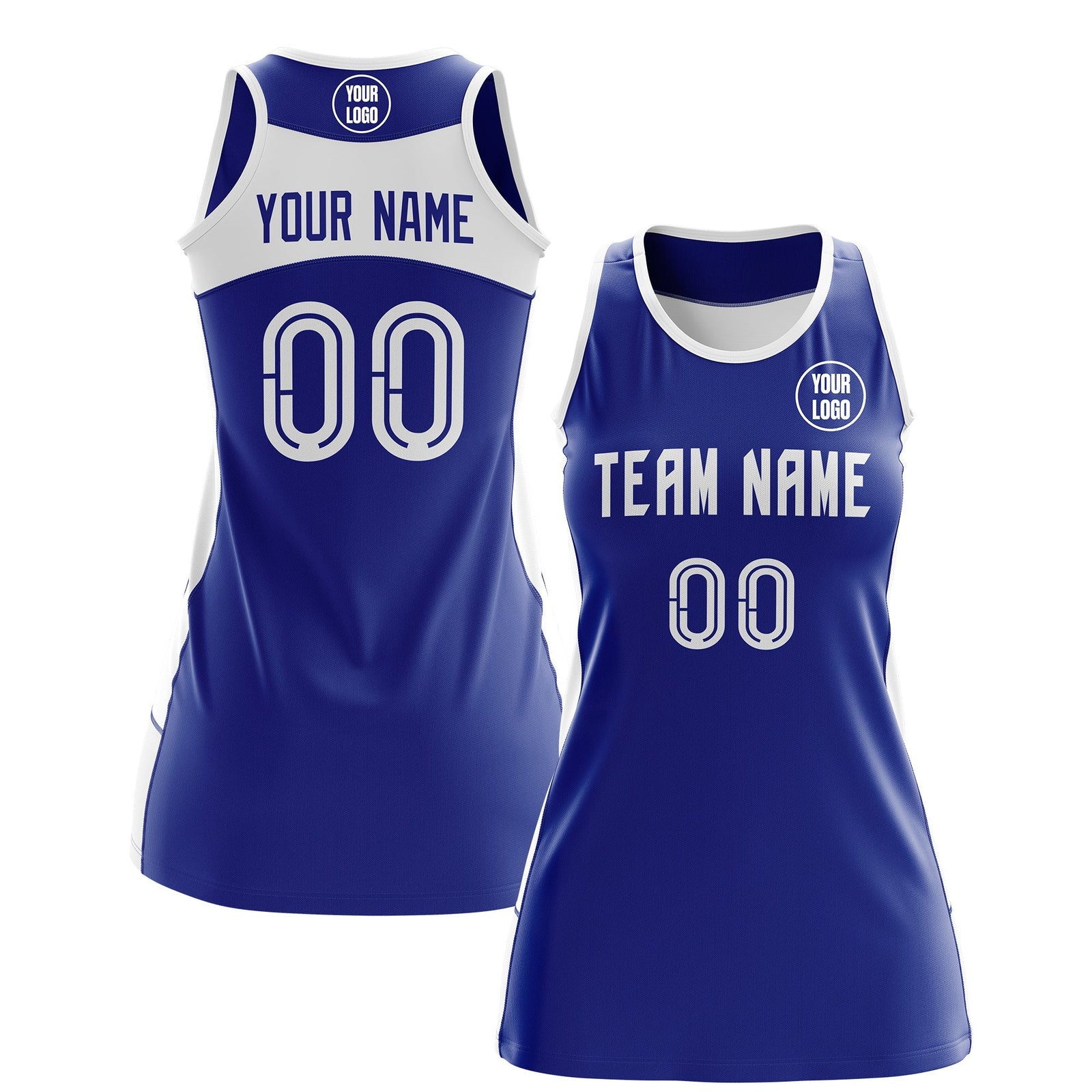 Custom Netball Dress | Royal Blue White Classic Style Two-Tone Breathable Performance Sportswear