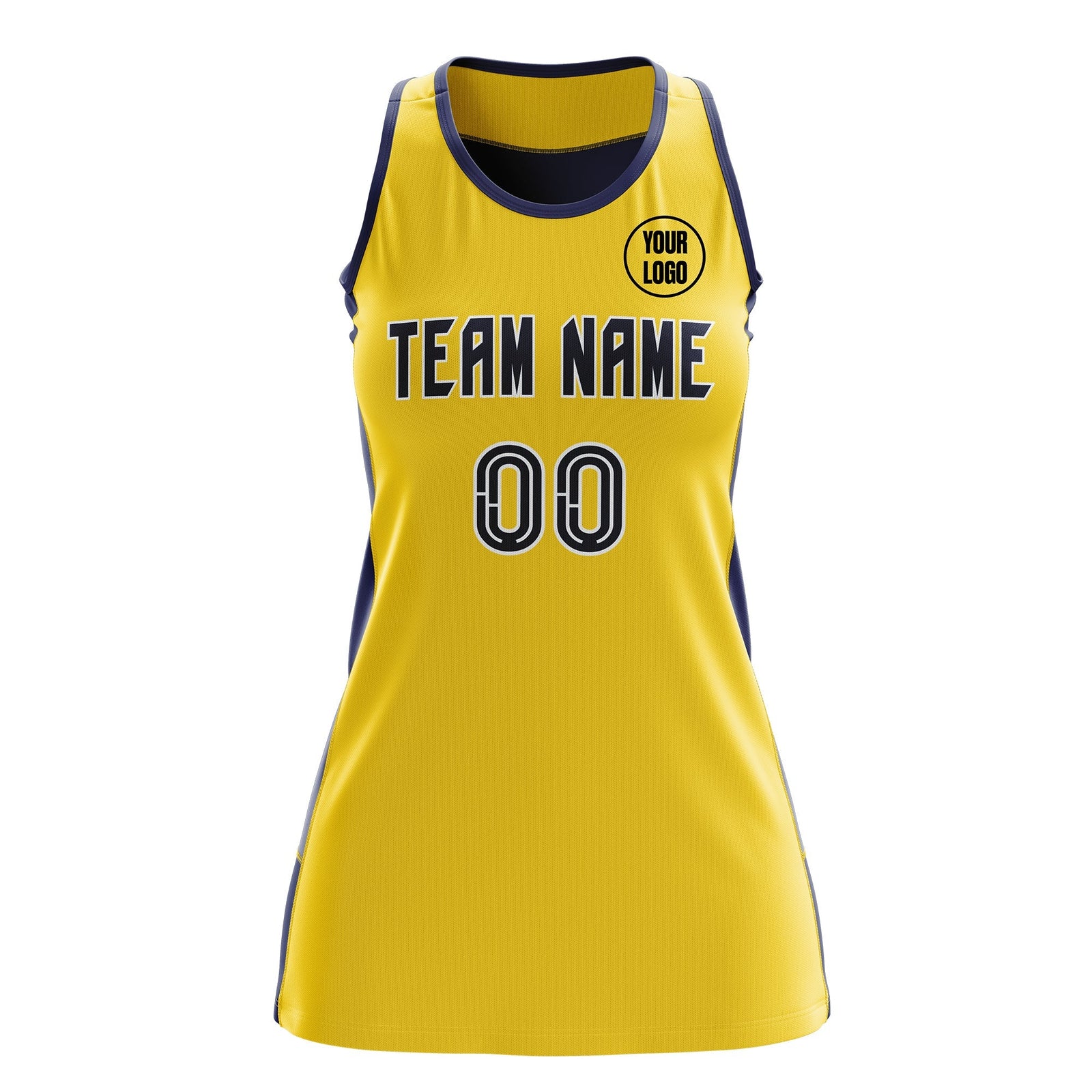 Custom Netball Dress | Gold Navy Classic Style Two-Tone Professional Team Uniforms