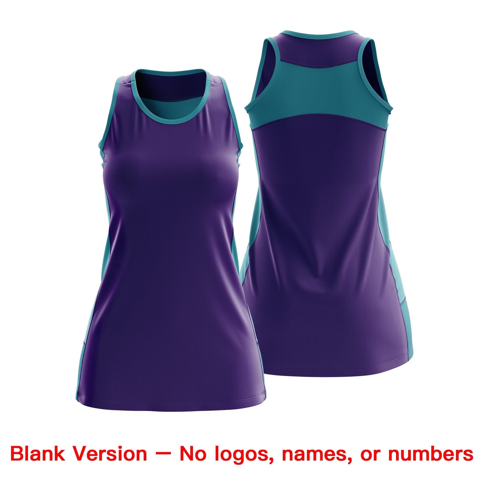 Custom Netball Dress | Purple Teal Classic Style Two-Tone Breathable Performance Sportswear