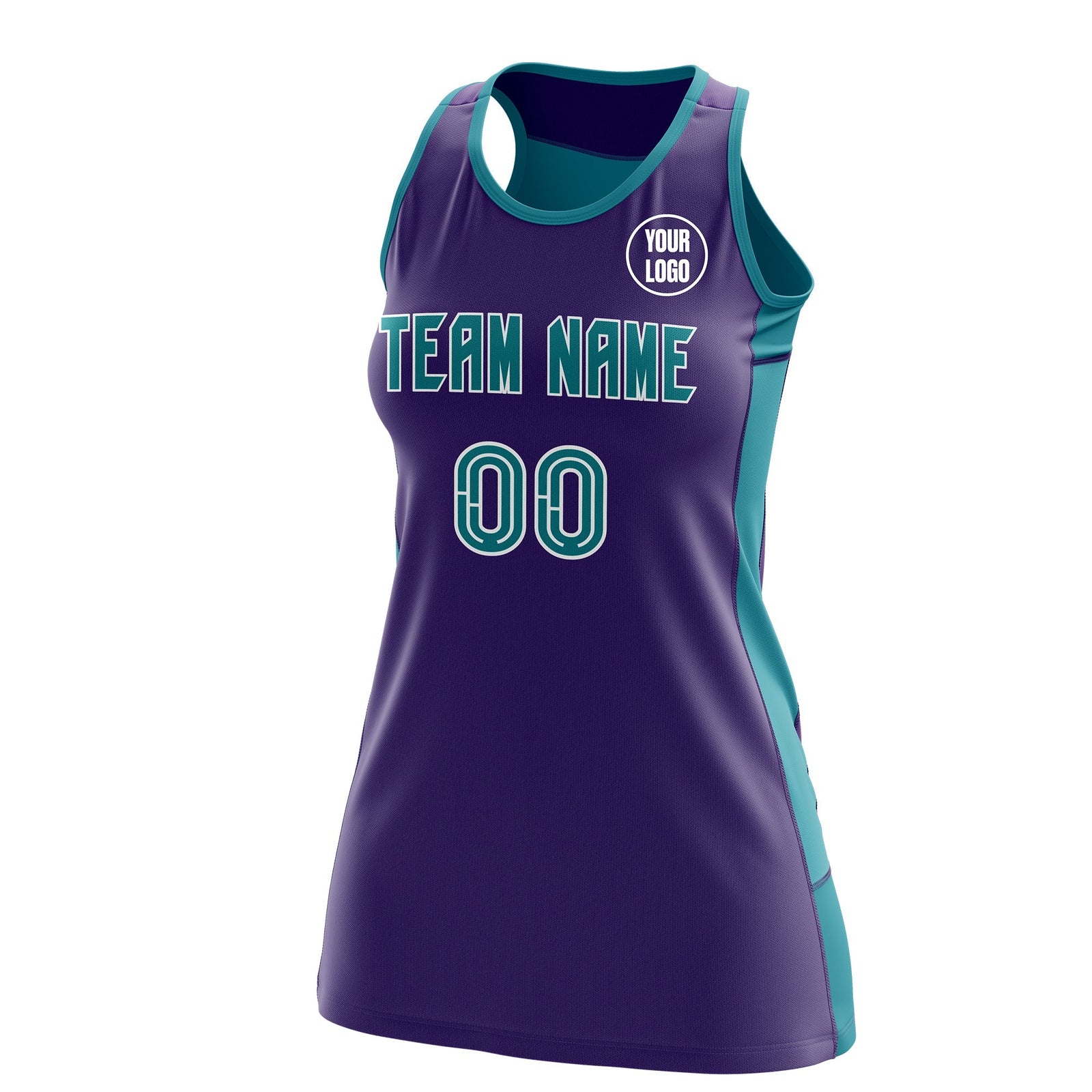 Custom Netball Dress | Purple Teal Classic Style Two-Tone Breathable Performance Sportswear