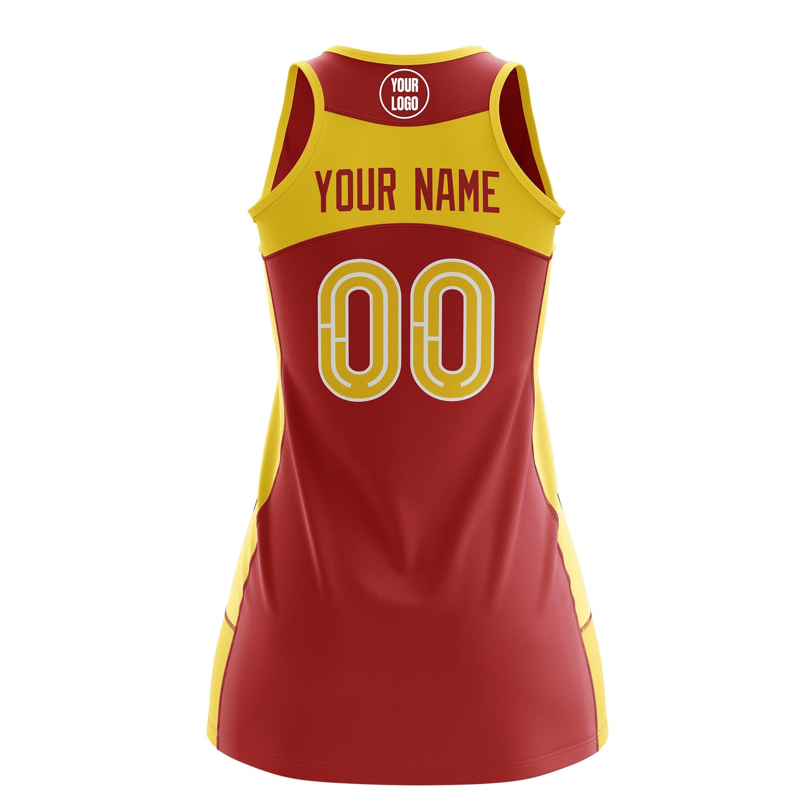 Custom Netball Dress | Red Gold Classic Style Two-Tone Match Day Uniform