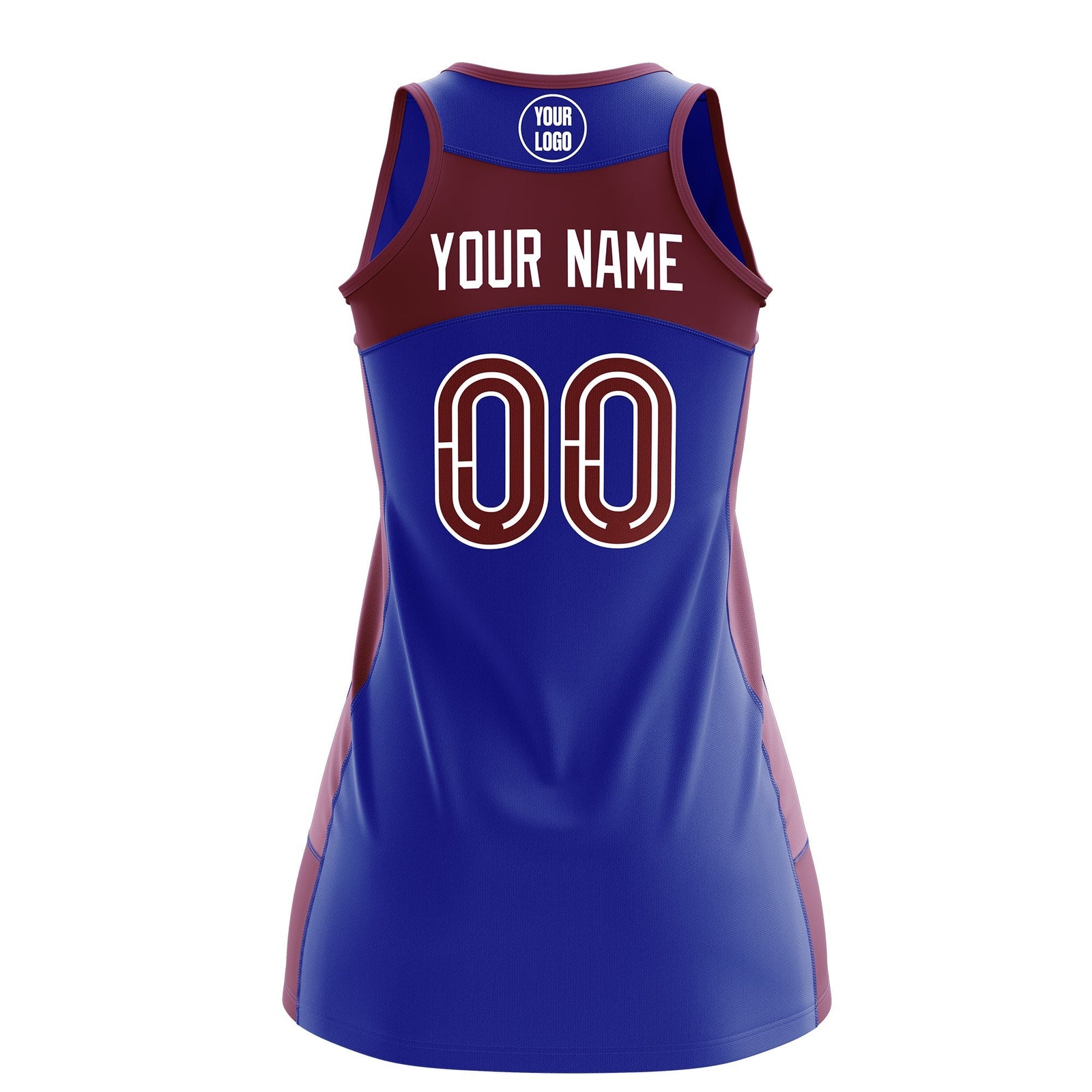 Custom Netball Dress | Royal Blue Crimson Classic Style Two-Tone Match Day Uniform