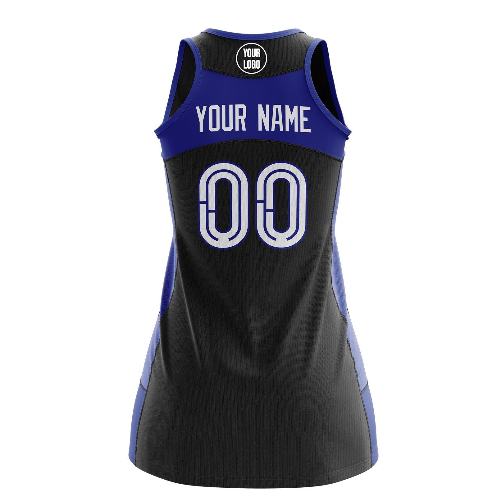 Custom Netball Dress | Black Royal Blue Classic Style Two-Tone Professional Team Uniforms