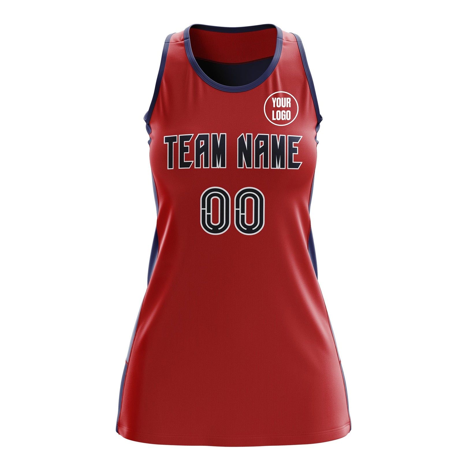 Custom Netball Dress | Red Navy Classic Style Two-Tone Professional Team Uniforms