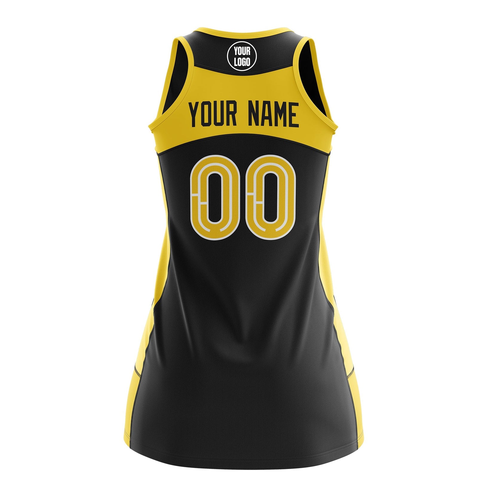 Custom Netball Dress | Black Gold Classic Style Two-Tone Match Day Uniform