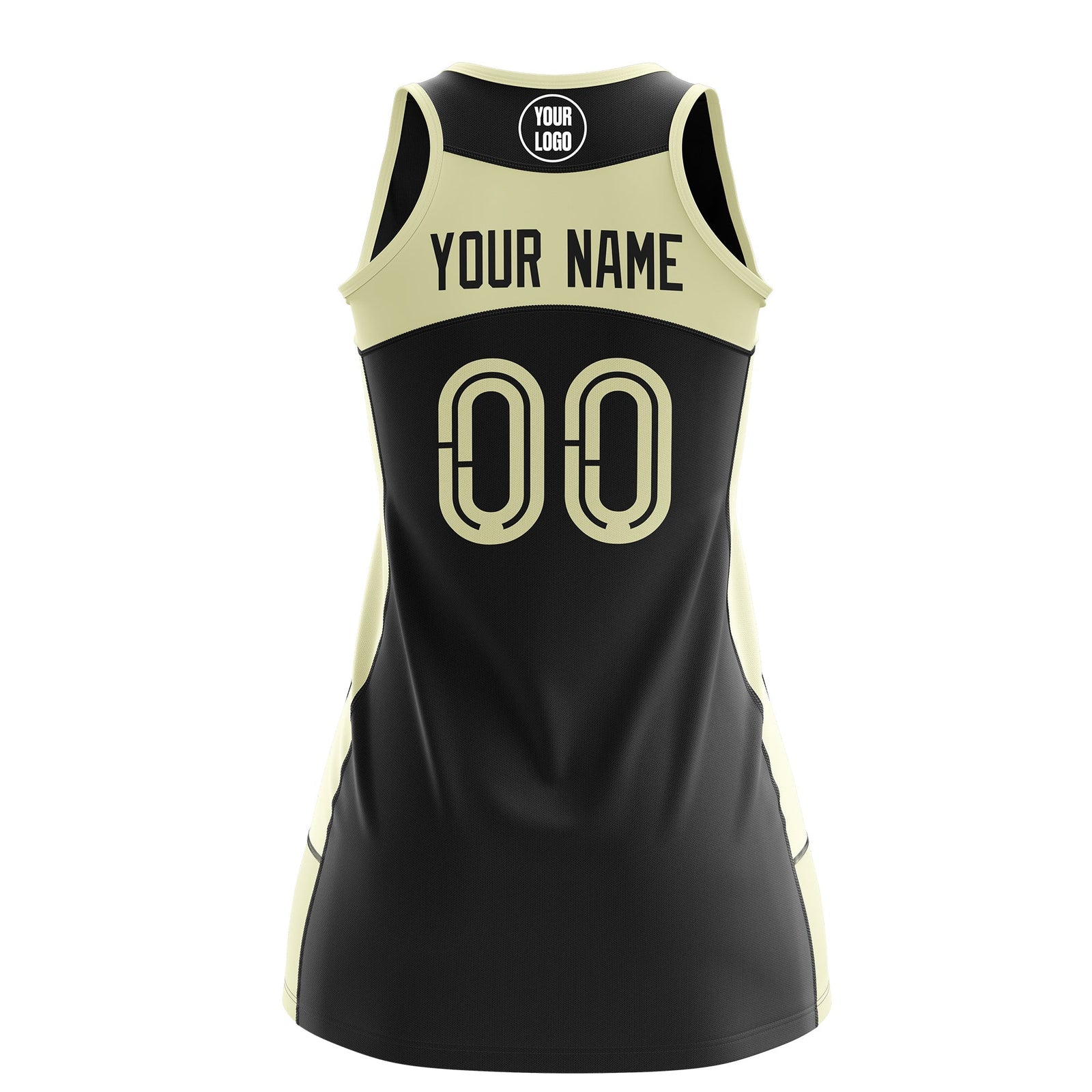 Custom Netball Dress | Black Cream Classic Style Two-Tone Breathable Performance Sportswear