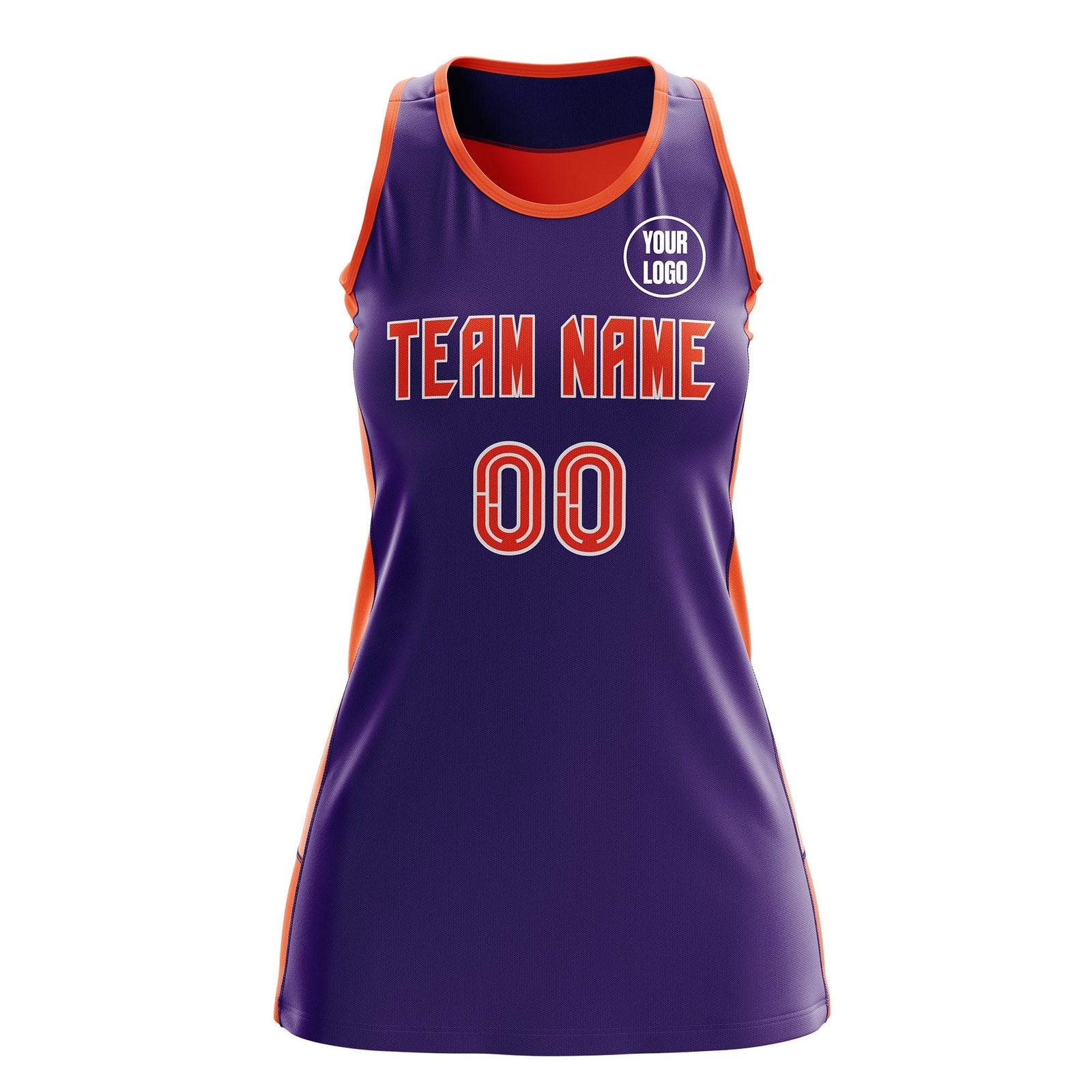 Custom Netball Dress | Purple Orange Classic Style Two-Tone Breathable Performance Sportswear