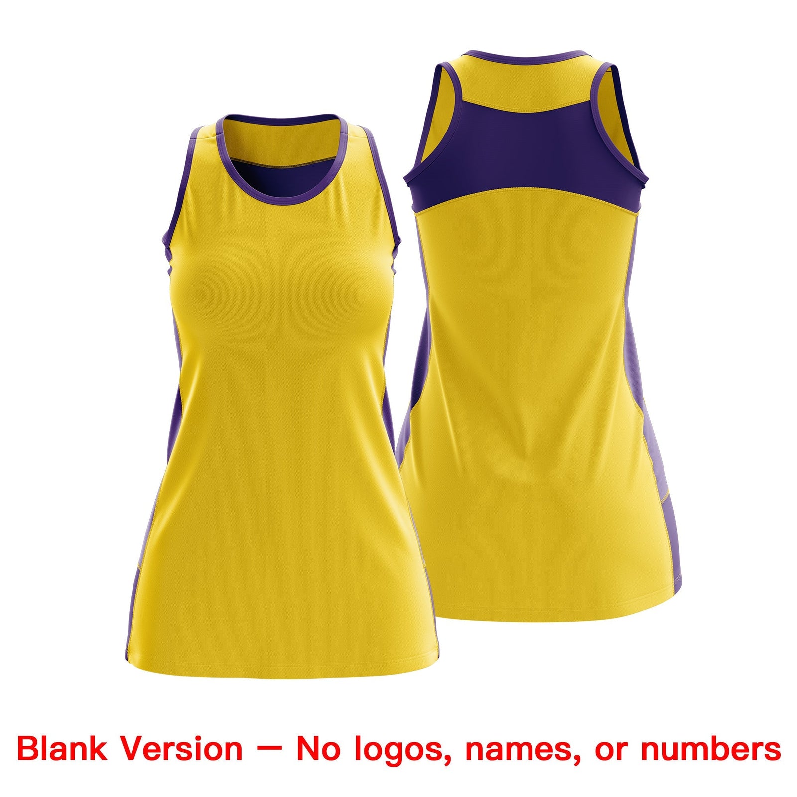 Custom Netball Dress | Gold Purple Classic Style Two-Tone Match Day Uniform