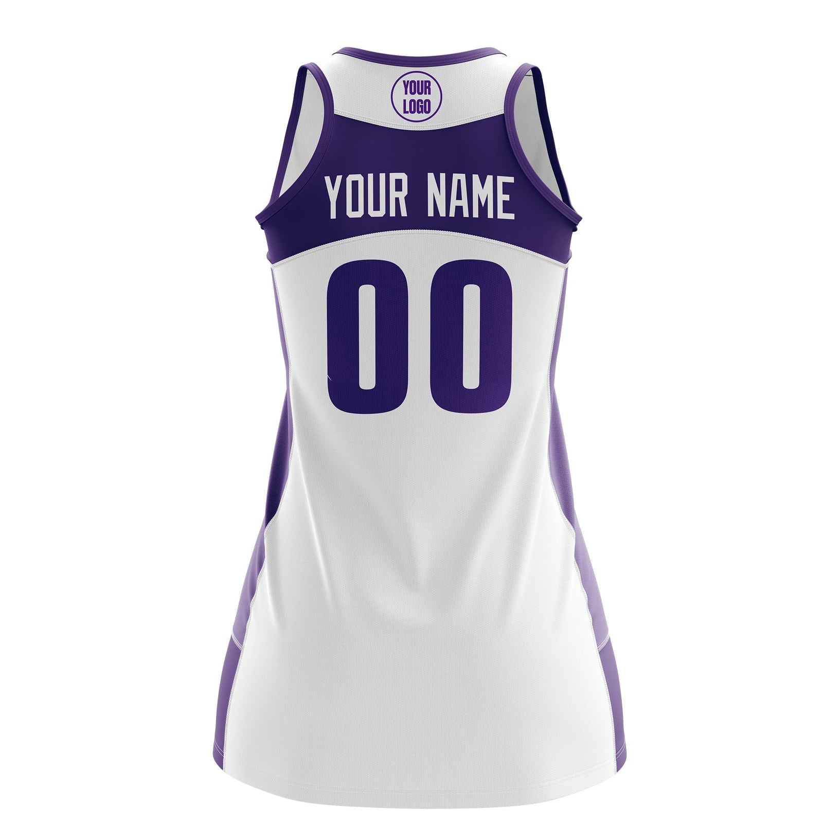 Custom Netball Dress | White Purple Classic Style Two-Tone Breathable Performance Sportswear