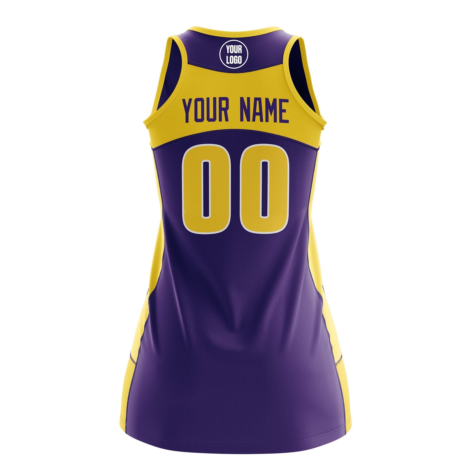 Custom Netball Dress | Purple Gold Classic Style Two-Tone Professional Team Uniforms