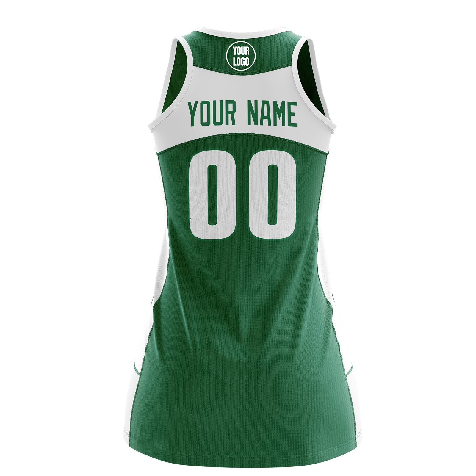 Custom Netball Dress | Kelly Green White Classic Style Two-Tone Breathable Performance Sportswear