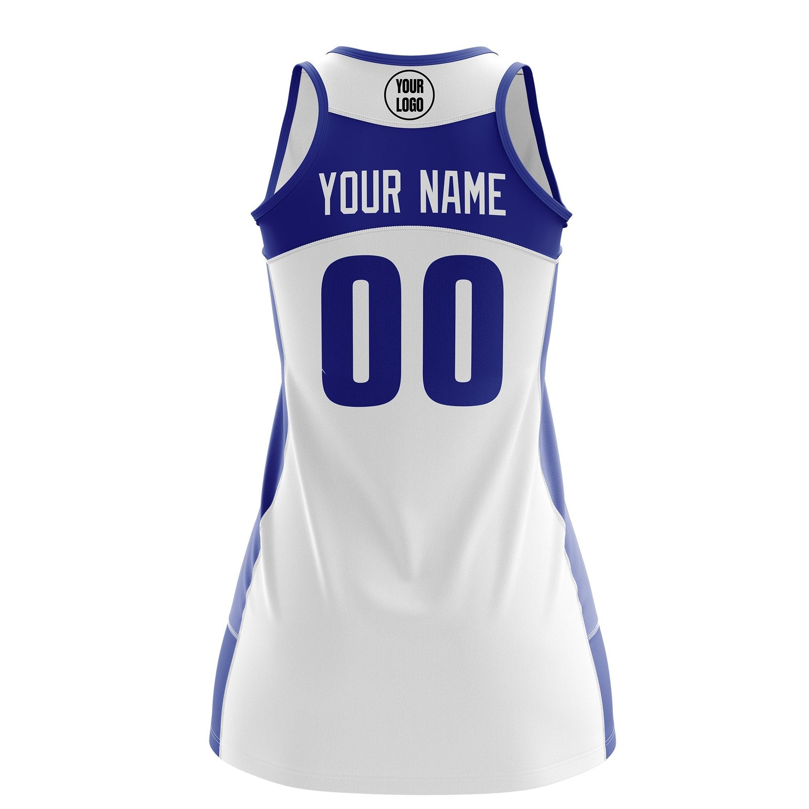 Custom Netball Dress | White Royal Blue Classic Style Two-Tone Match Day Uniform