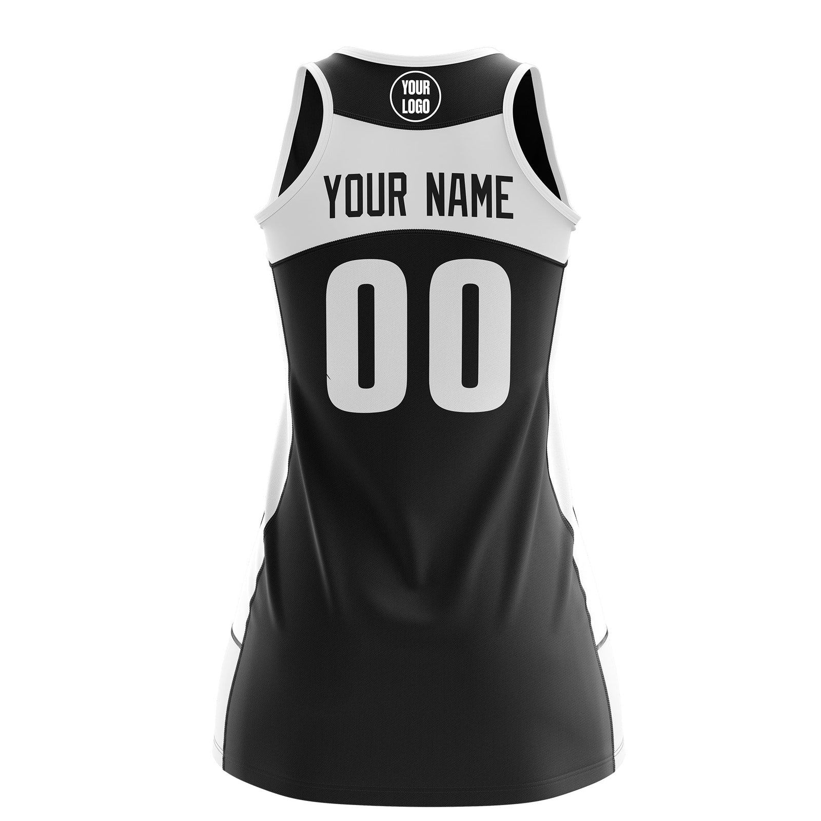 Custom Netball Dress | Black White Classic Style Two-Tone Professional Team Uniforms