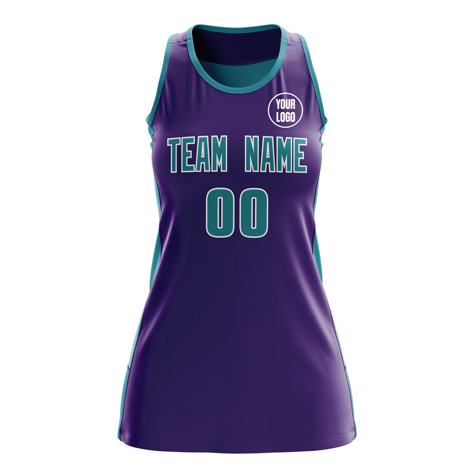 Custom Netball Dress | Purple Teal Classic Style Two-Tone Breathable Performance Sportswear